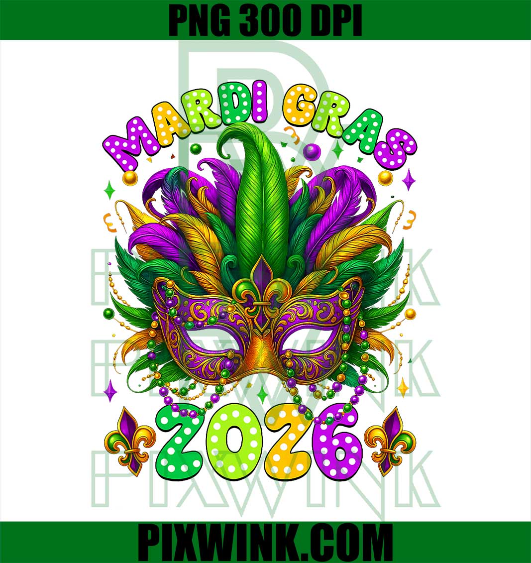 Mardi Gras Carnival New Orleans 2026, Jester Mask Beads Women PNG