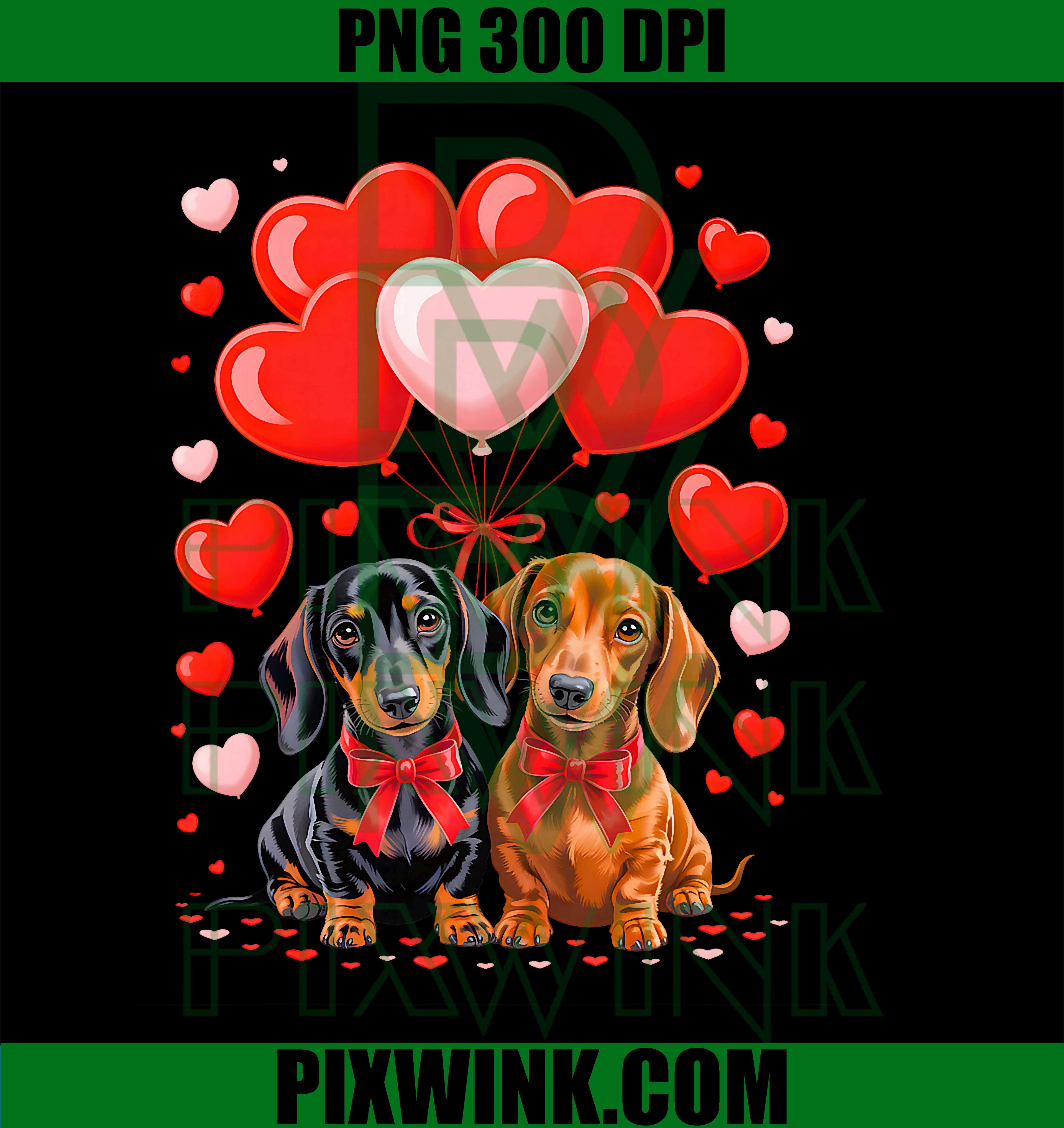 Dachshund Valentines Day Heart, Lover Dog PNG