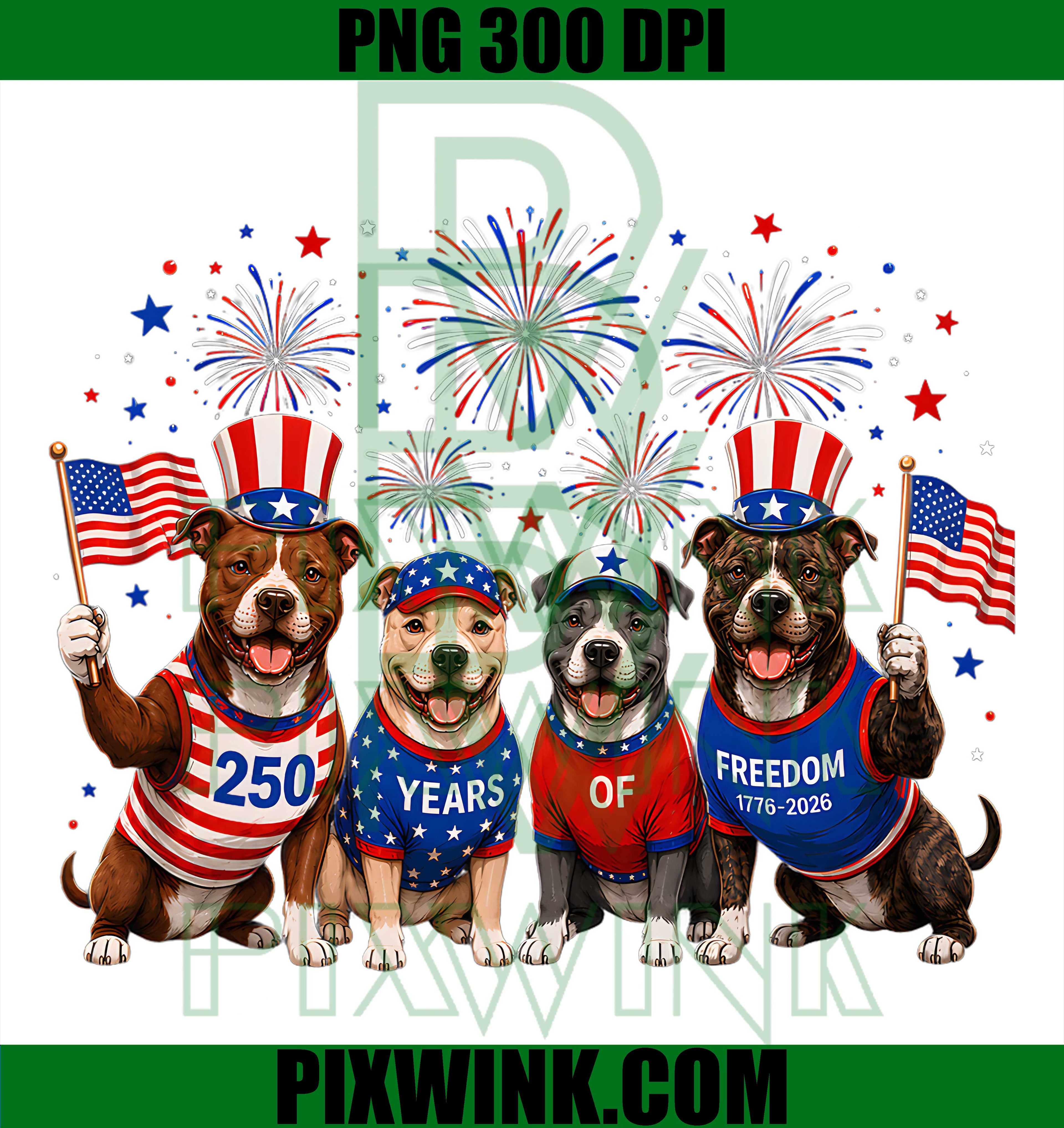 250th Anniversary America Pitbull PNG, 4th July Pitbull USA PNG, Pittie Owners Flag PNG