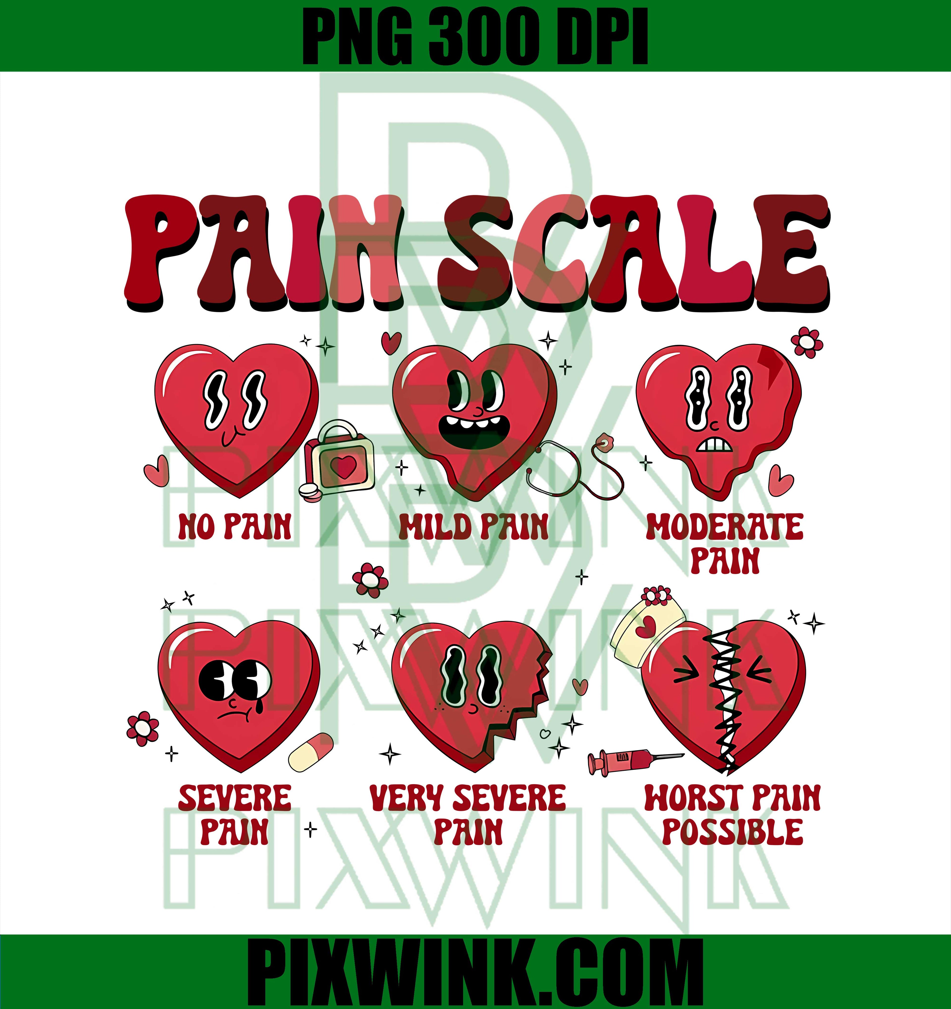 
Pain Scale Heart PNG, Retro Medical Humor PNG, Nurse Valentines PNG

