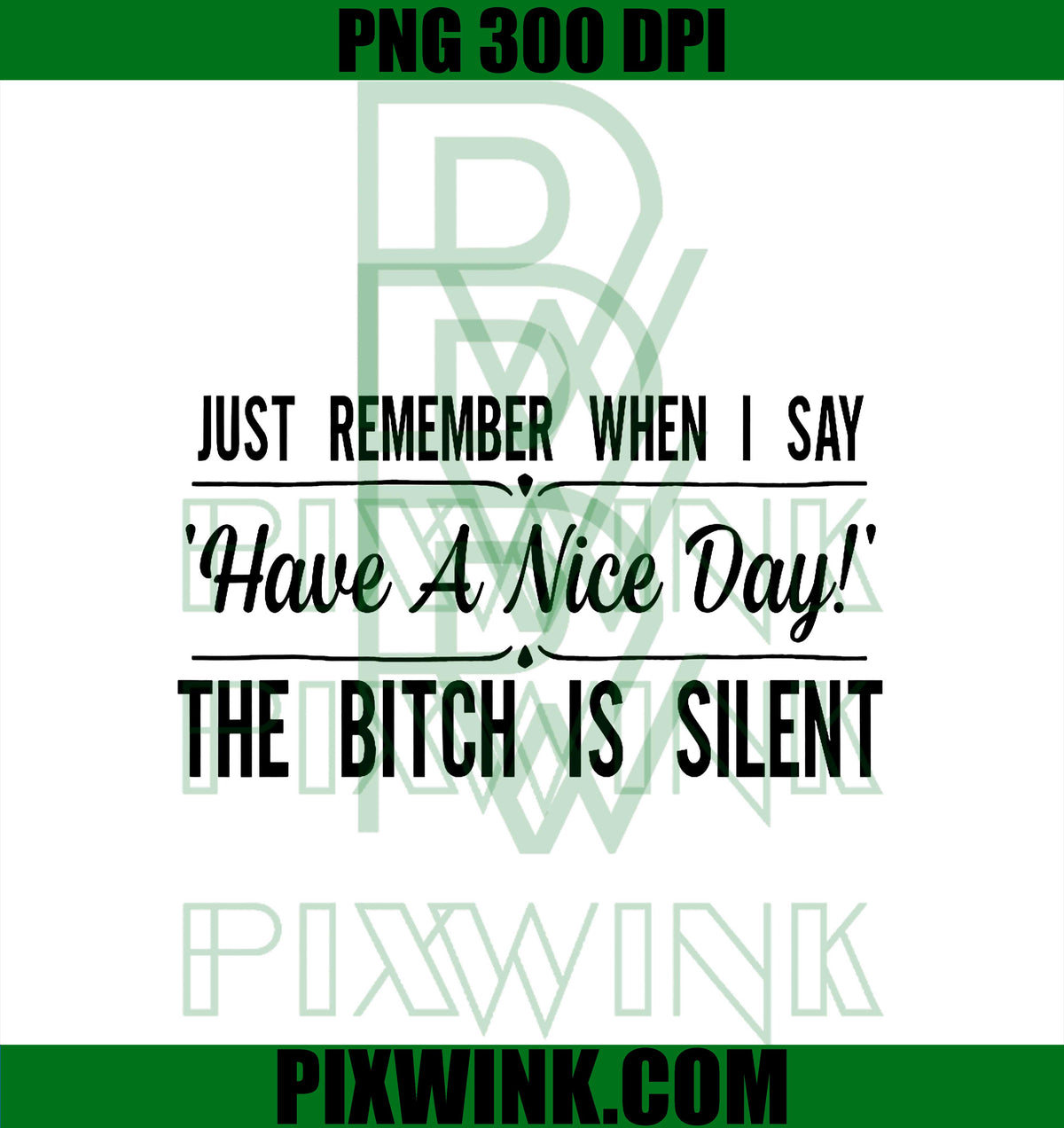 Just Remember When I Say Have A Nice Day The Bitch is Silent PNG