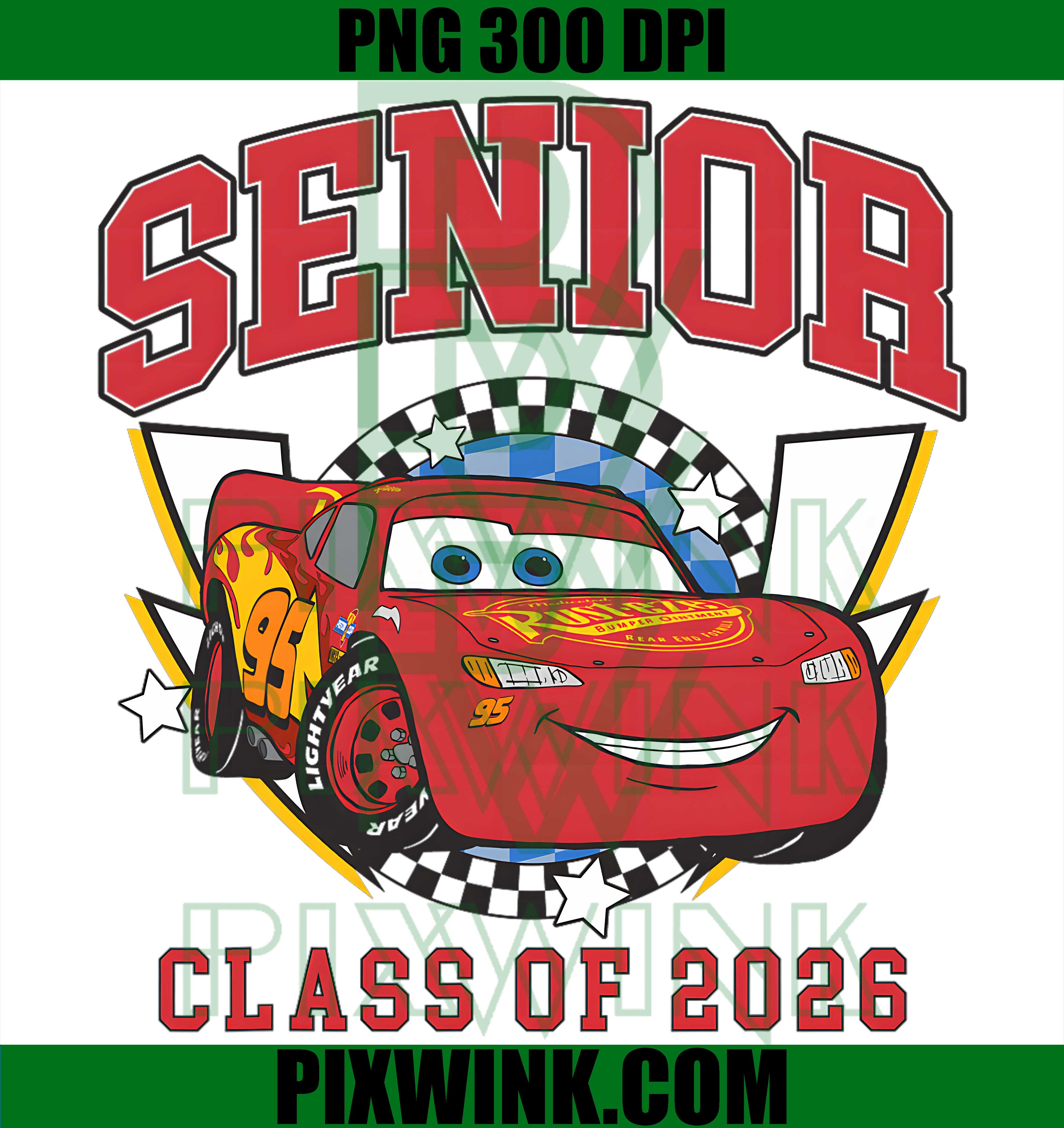 Disney Pixar Cars 2 Senior Class Of 2026 PNG, Varsity Style Logo PNG