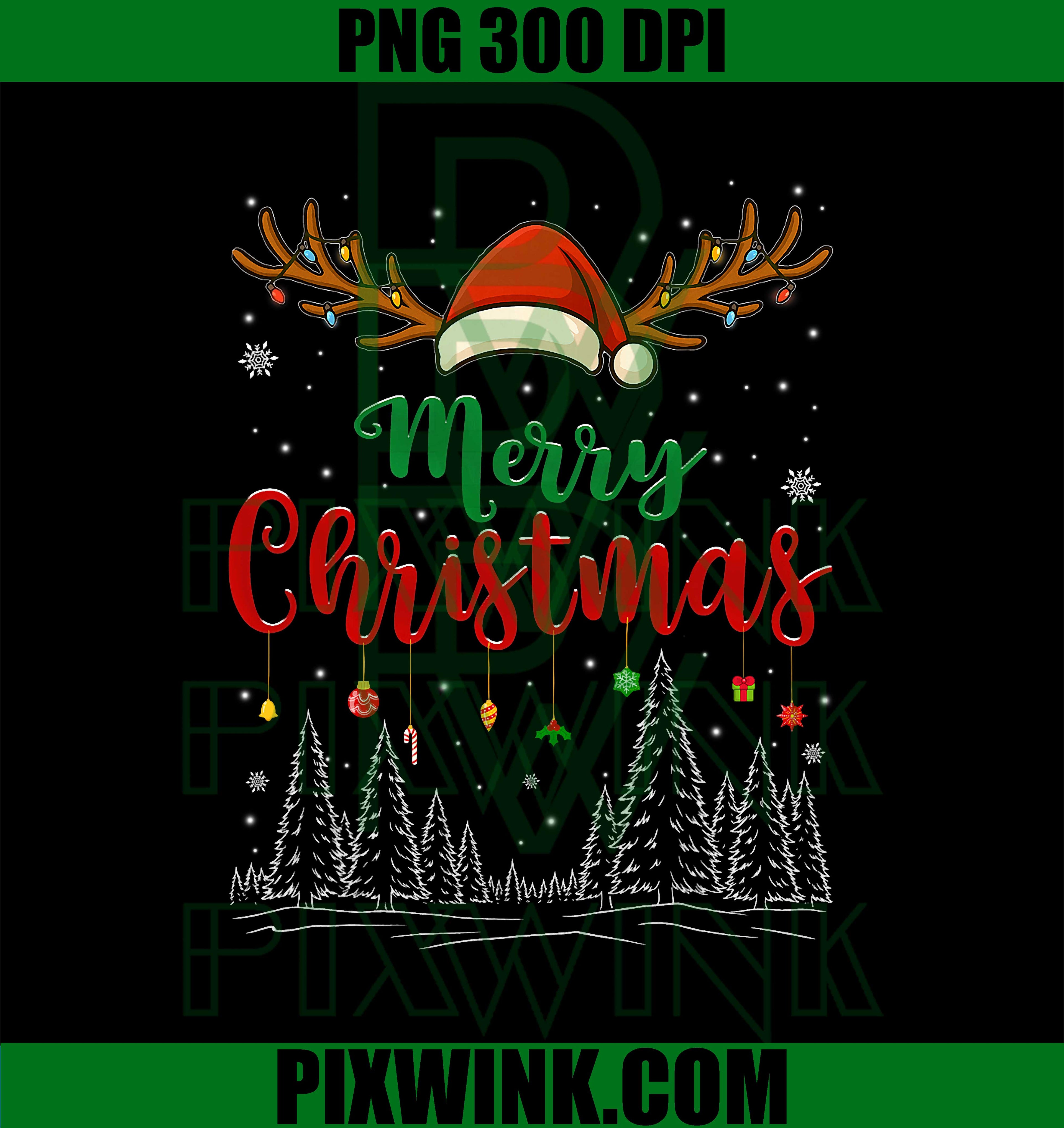 Merry Christmas Lights Santa Hat, Xmas Family PNG