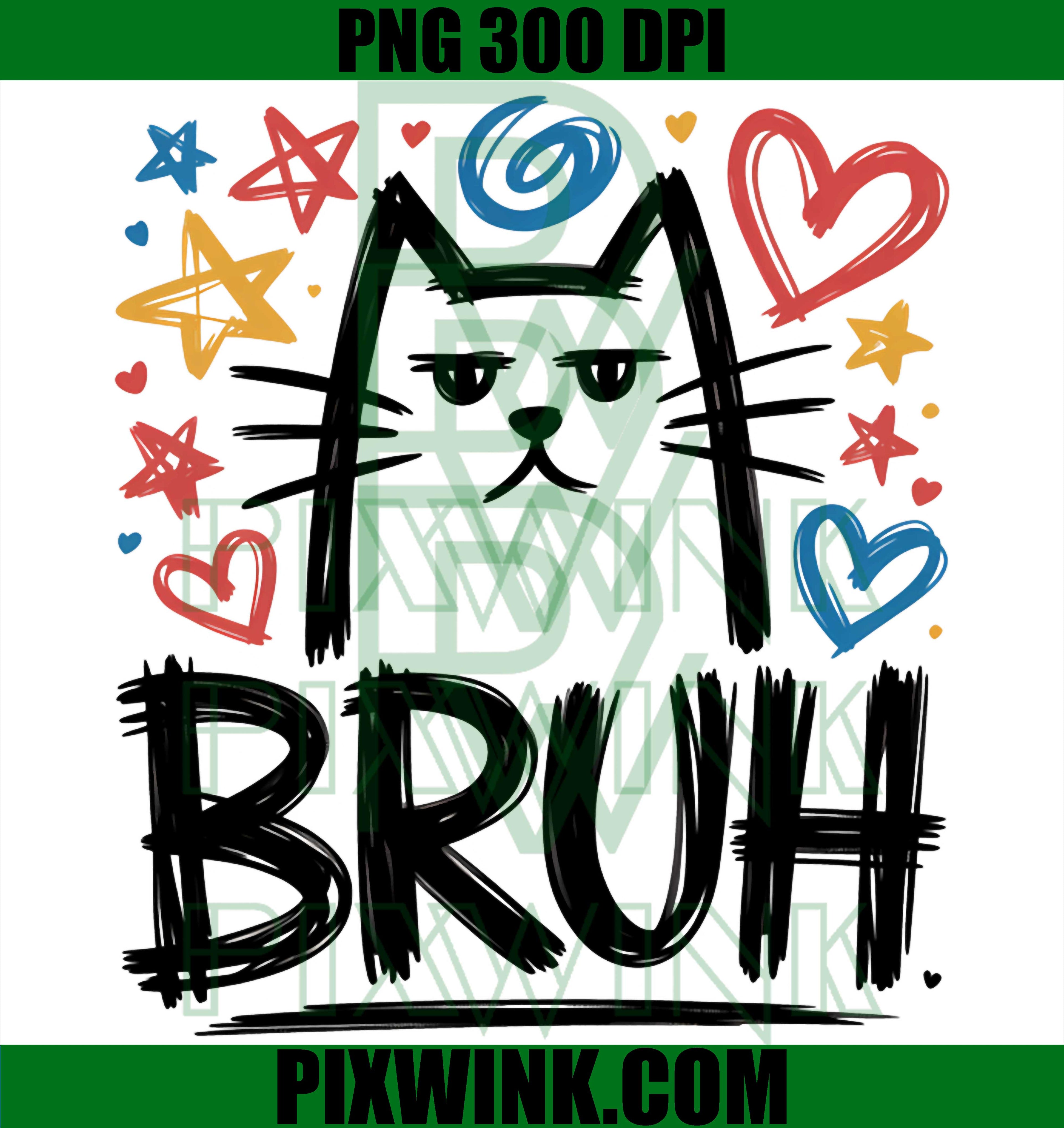 Bruh Cat Meme PNG, Funny Doodle Cat PNG, Sarcastic Graphic Cat PNG