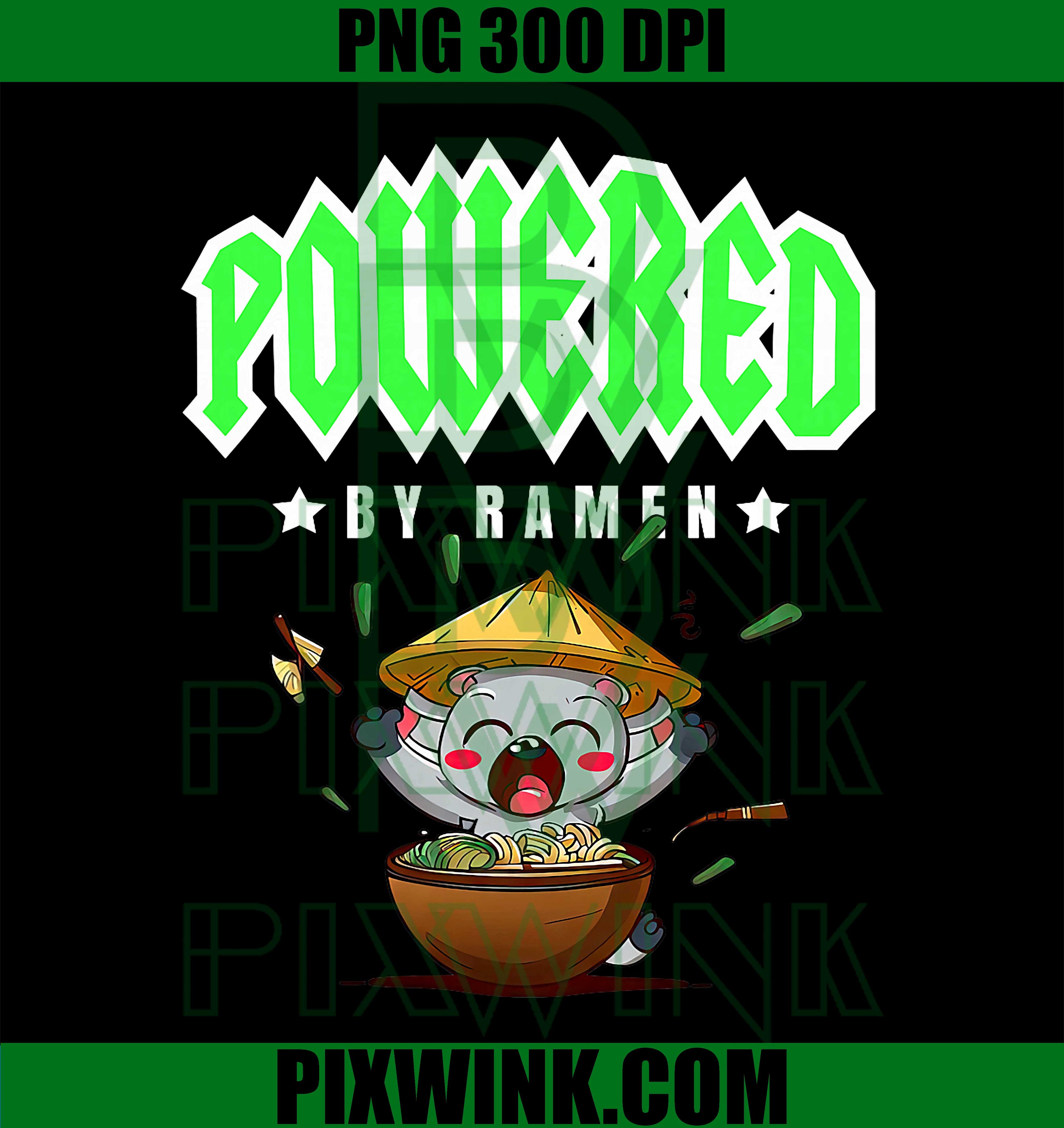 Powered By Ramen Coala PNG, Crazy Ramen Food Humor Design PNG
