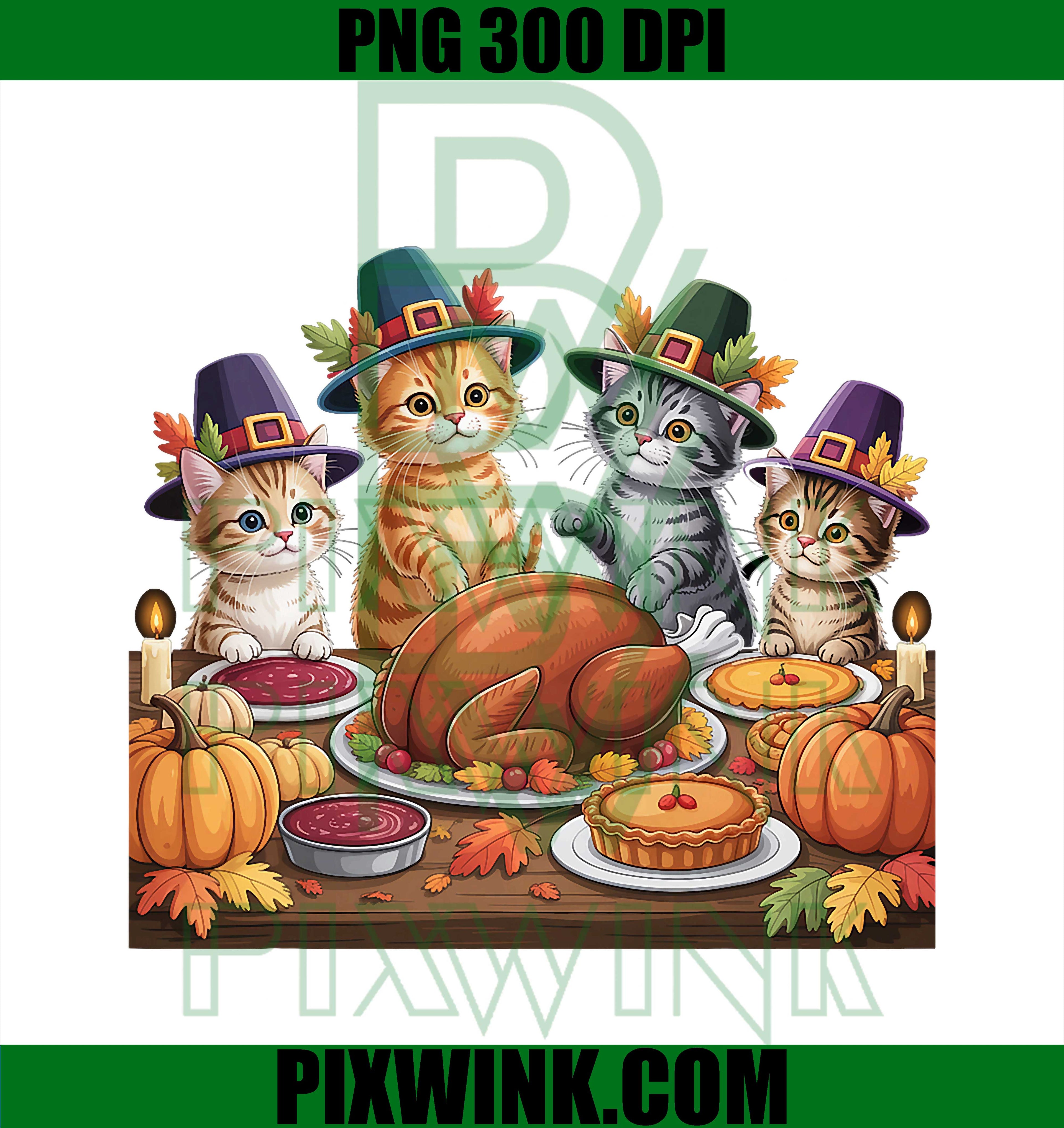 Cute Fall Autumn Pumpkin Kitty Funny Thanksgiving Cat Dinner PNG