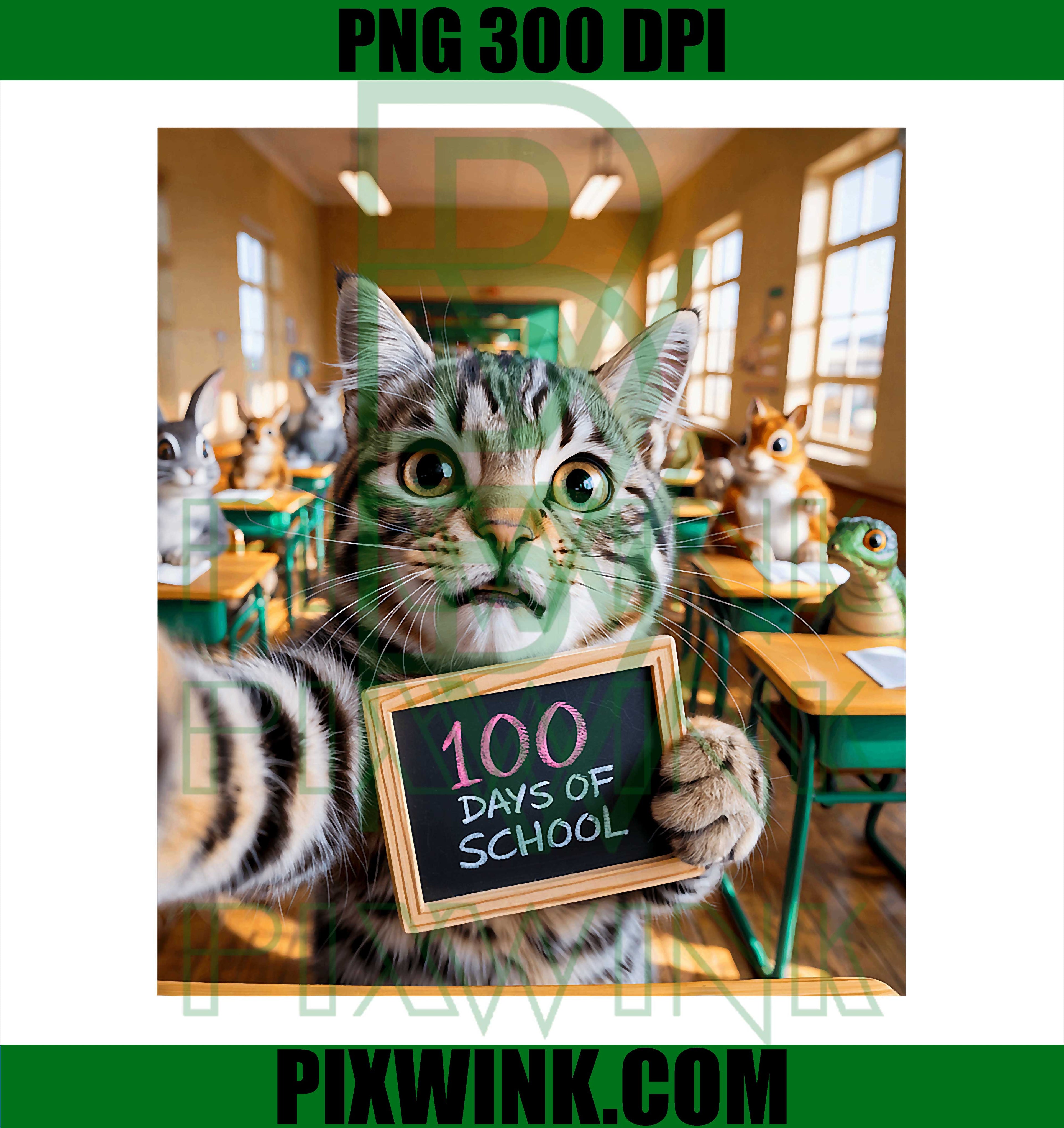 Cat Selfie 100 Days of School PNG Design, Cat Lovers PNG