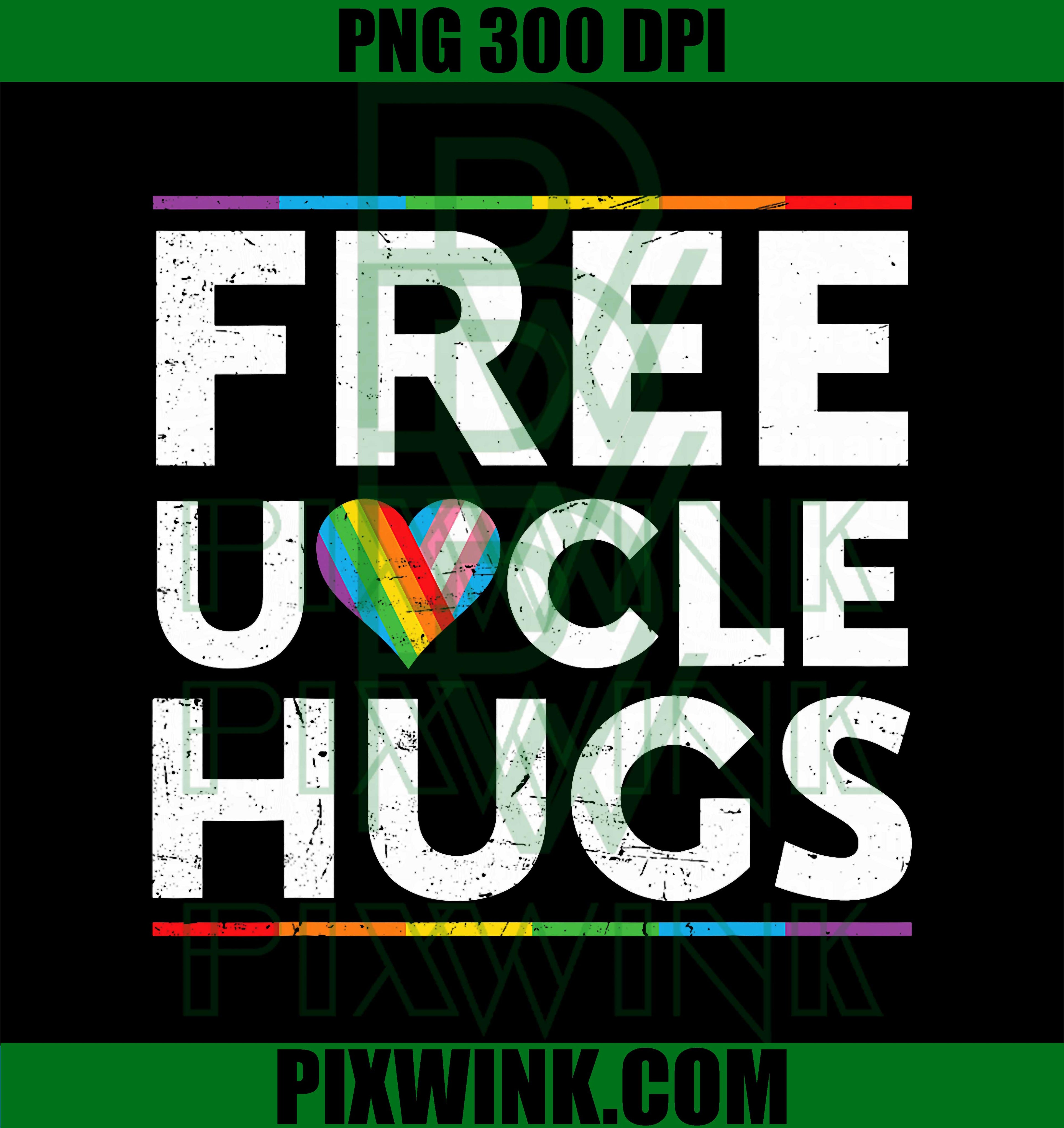 Free Uncle Hugs Support LGBT Proud Parades Rainbow Flag PNG