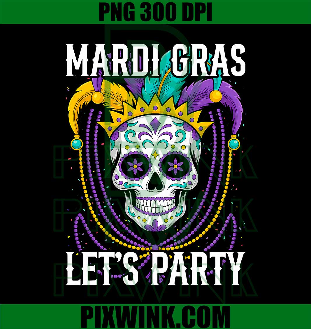 Mardi Gras Costume Fun Beads Masquerade Skull PNG
