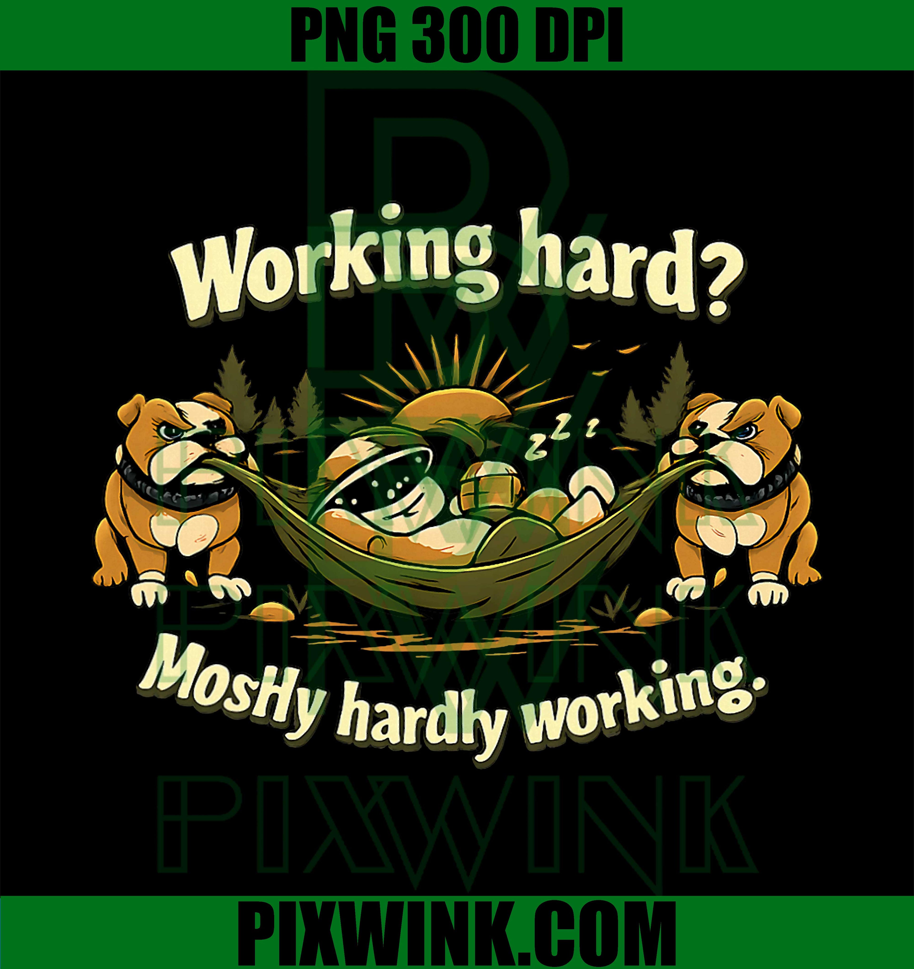 Working Hard Hardly Working PNG, Bulldog Hammock Design PNG
