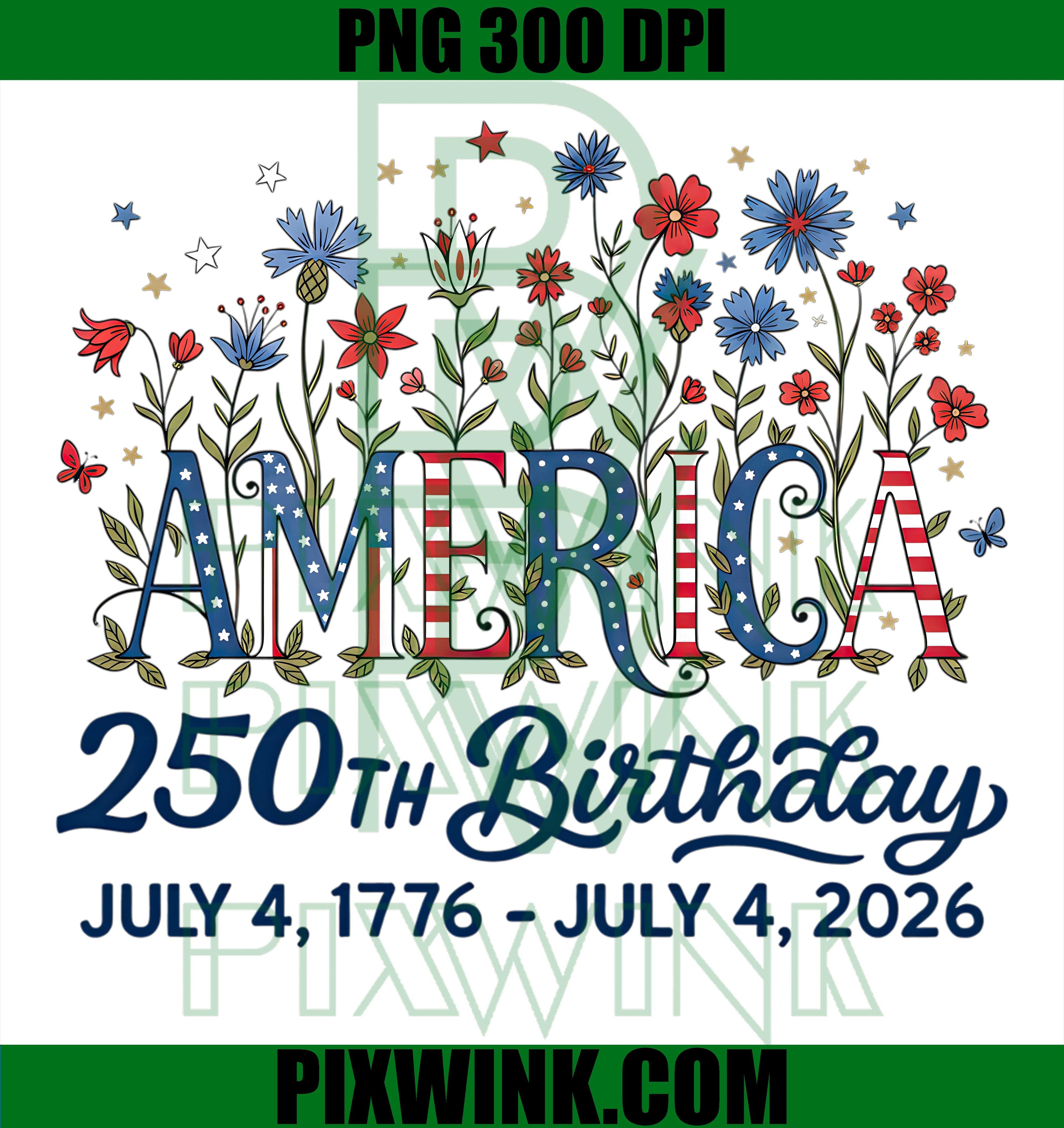 4th July Floral PNG, America Flag PNG, Independence Day Floral PNG