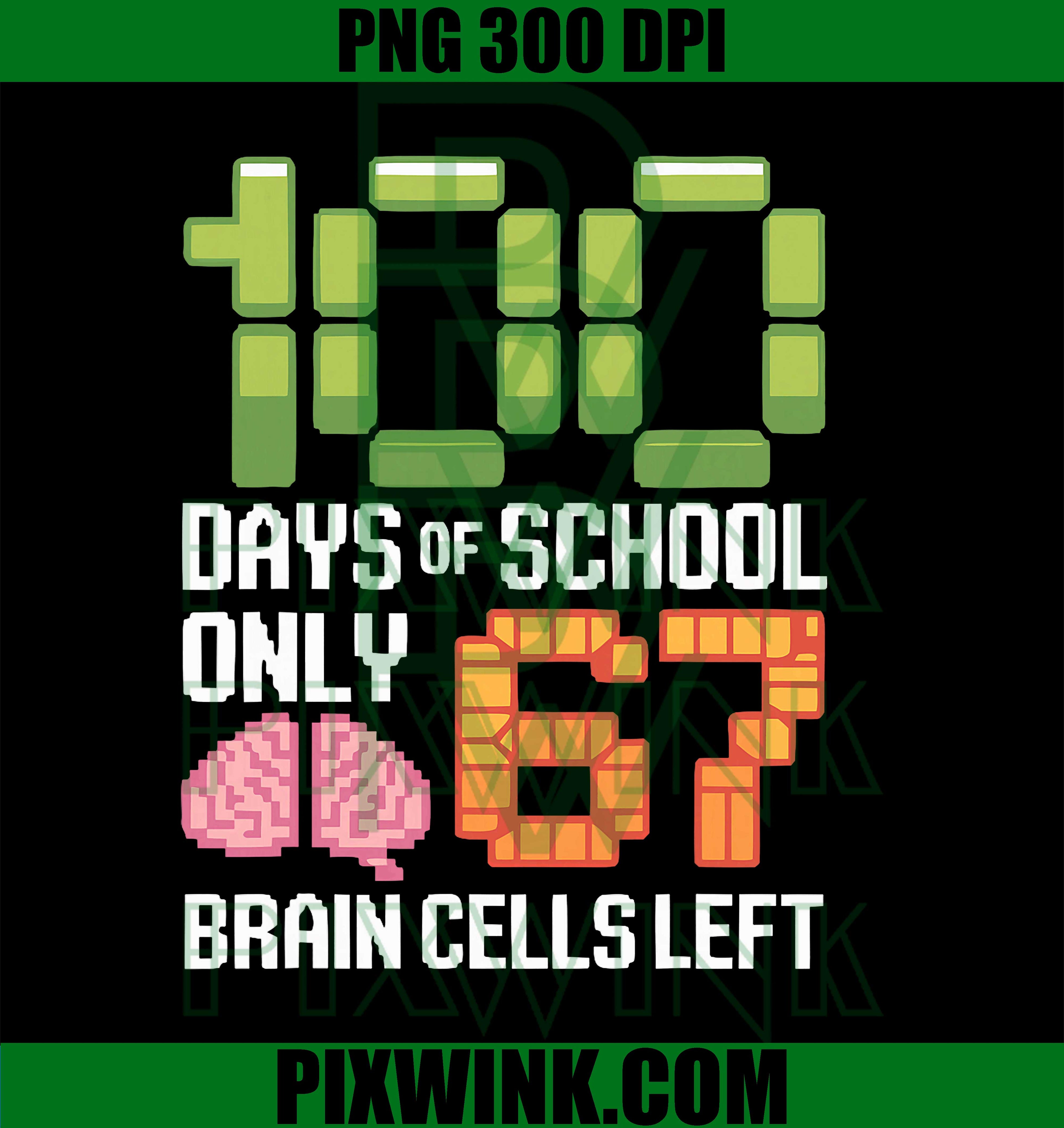 100 Days of School Only 67 Brain Cells Left, Funny 67 Meme PNG