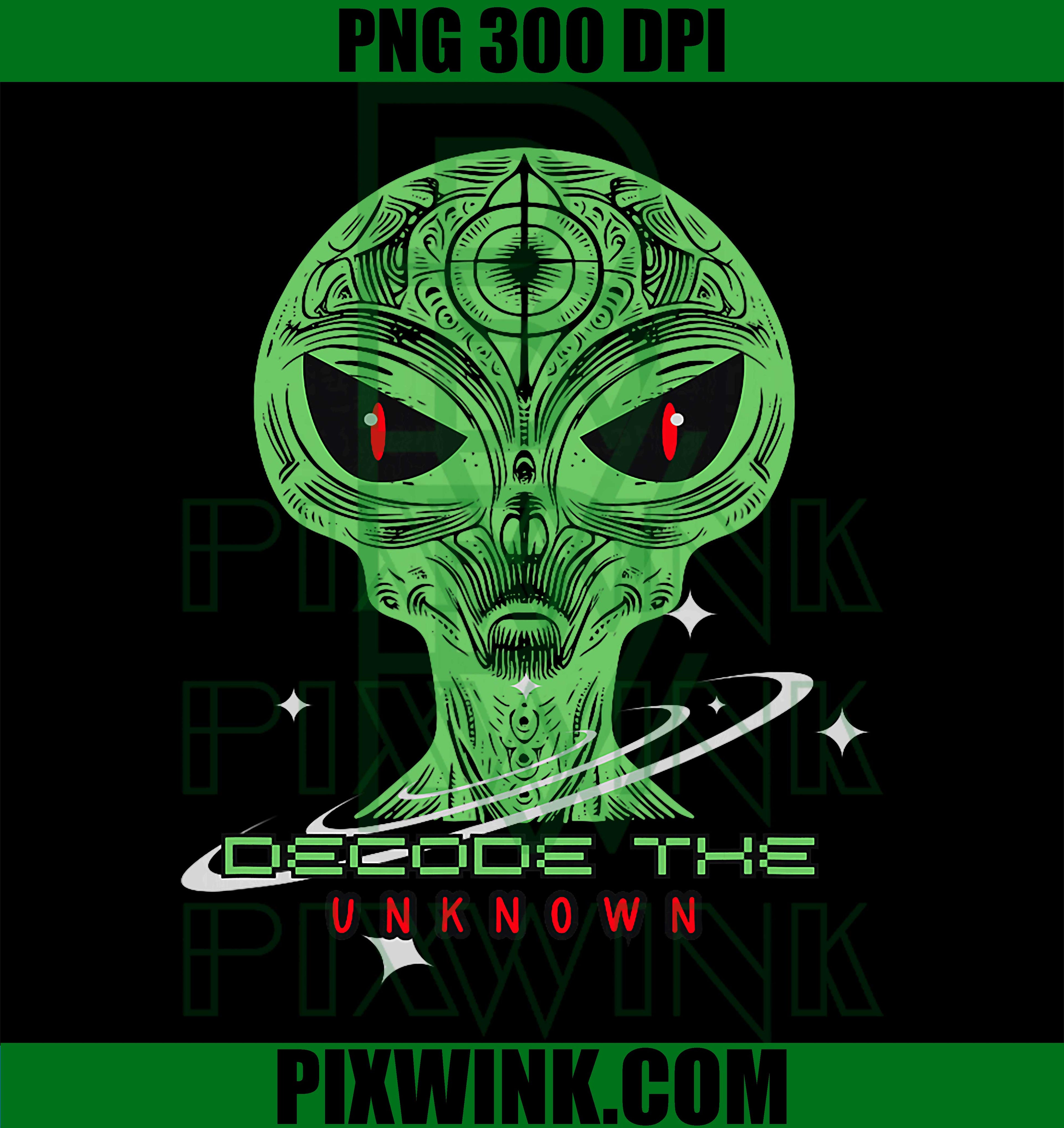 Alien Decode The Unknown PNG, UFO Mystery Sci Fi Design PNG