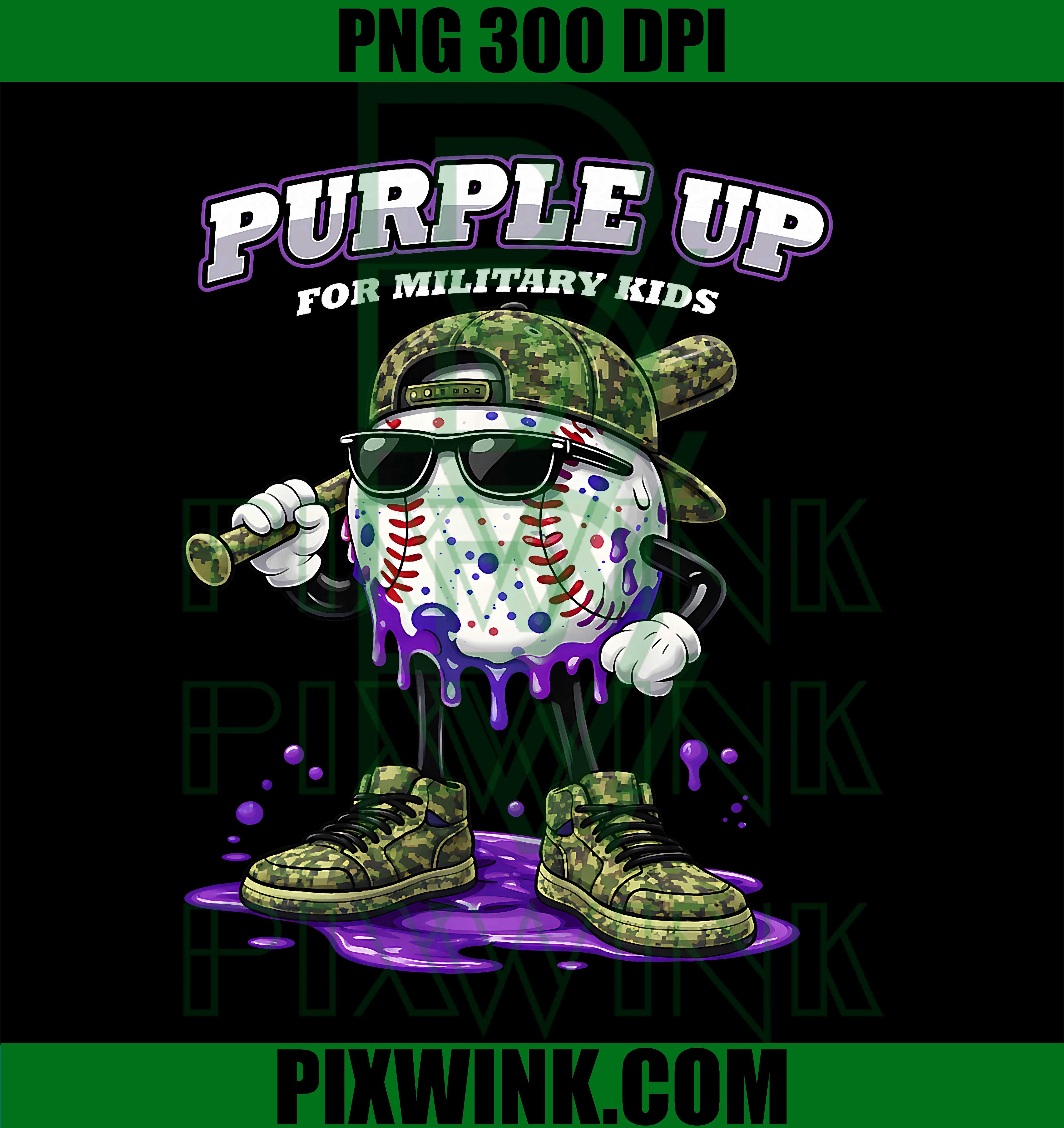 Purple Up PNG, Military Kids Baseball PNG, Support Military Kids PNG