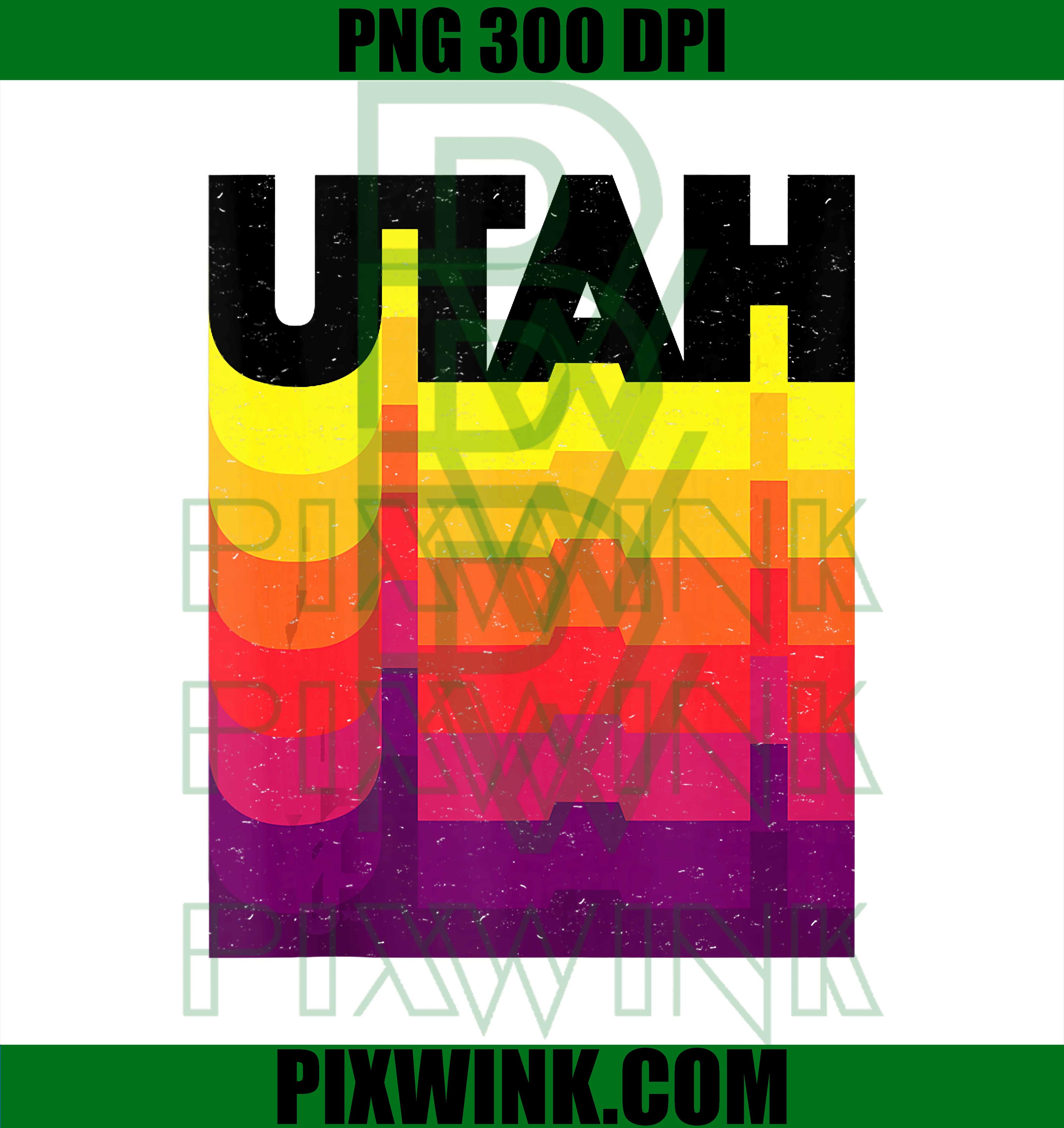 80s Retro Style Utah PNG, Utah Vintage PNG, Utah State PNG