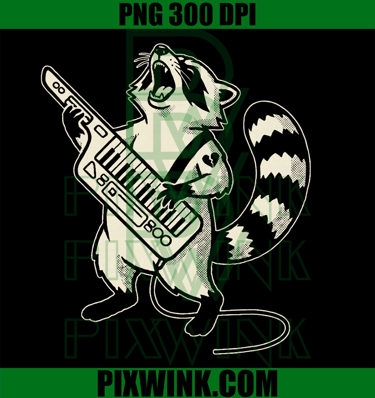 Screaming Keytar Raccoon, Funny Synth Player Musician PNG