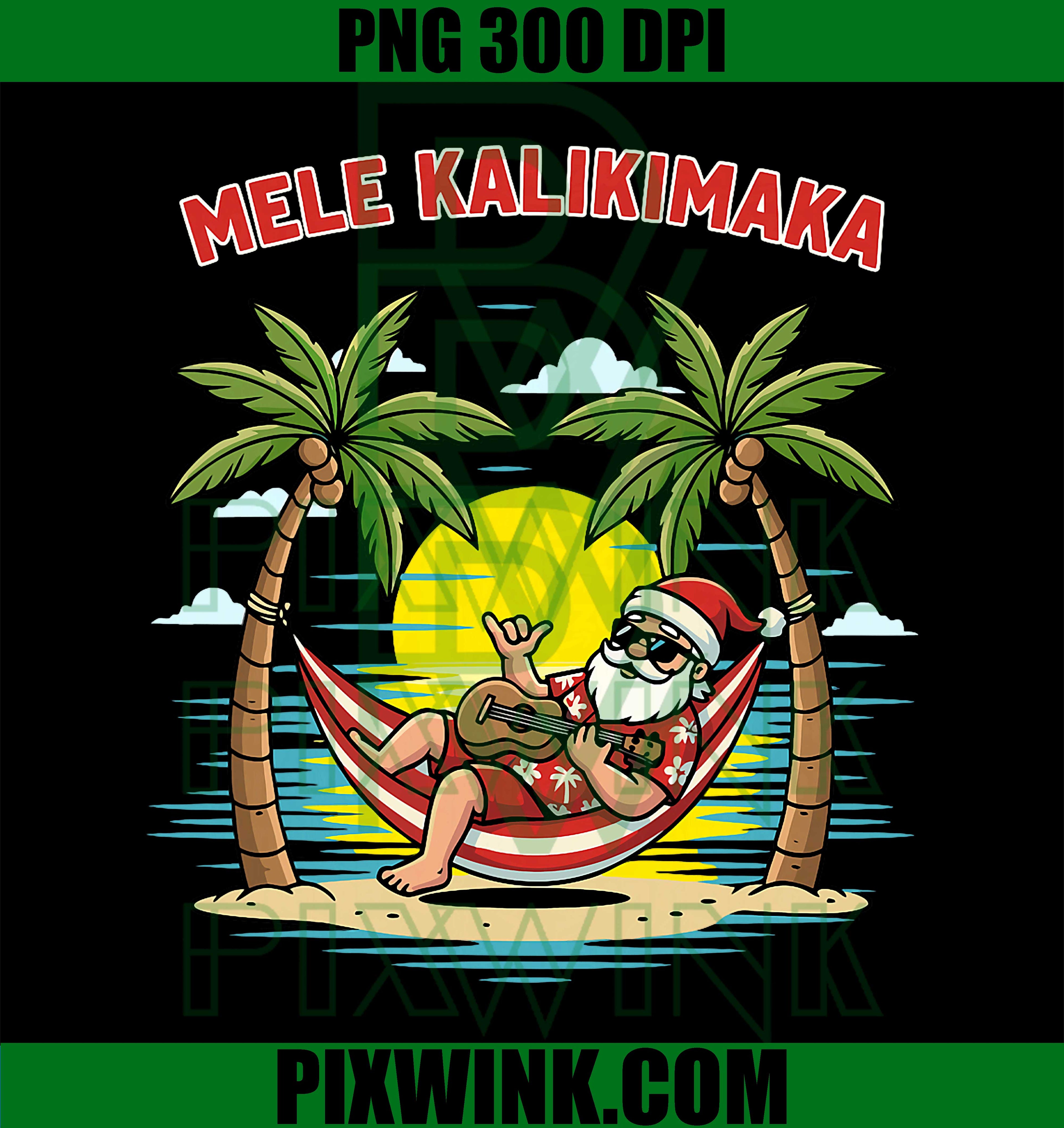 Funny Hawaiian Christmas Mele Kalikimaka Santa Relaxing PNG