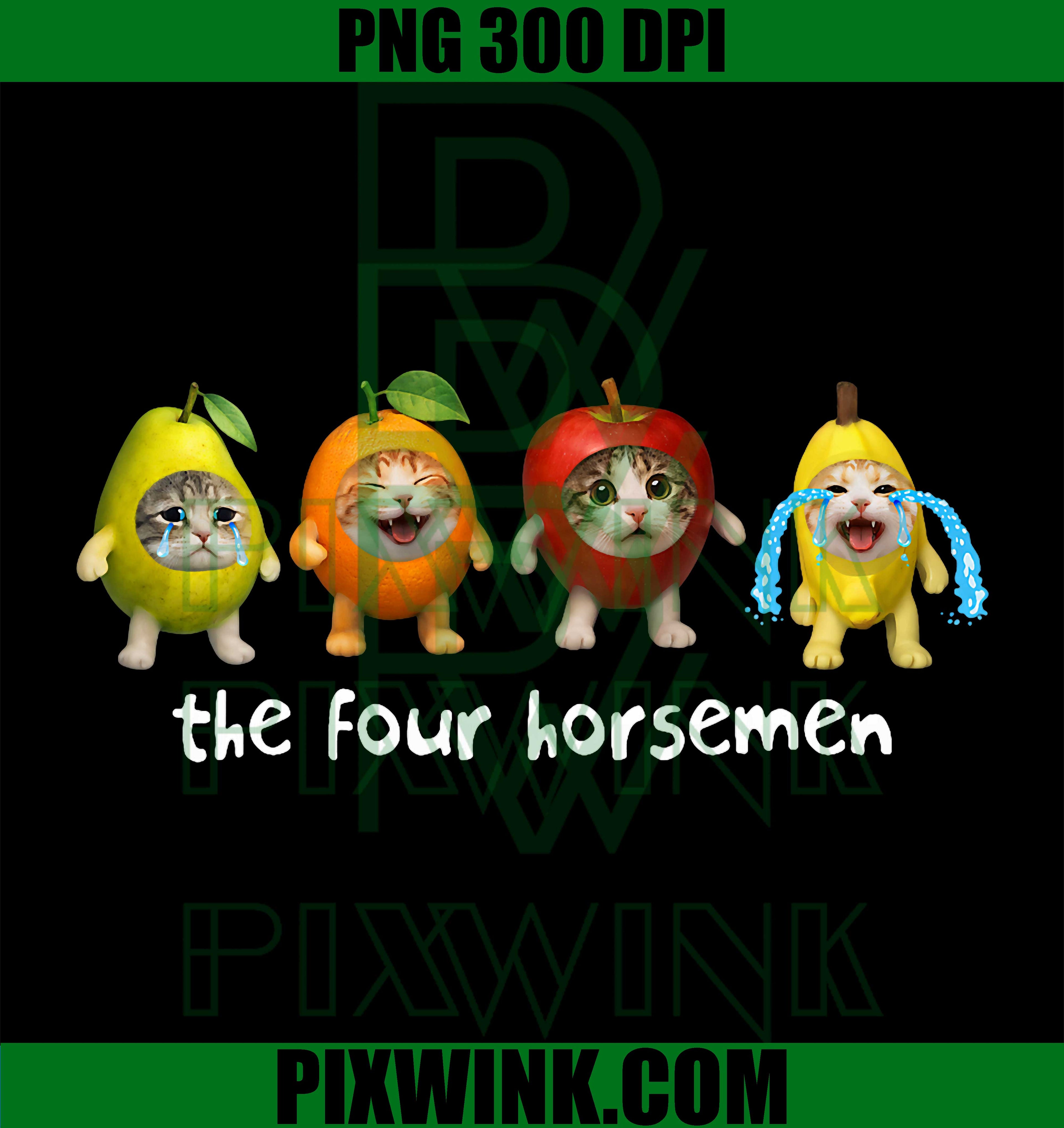 Apple Cat Meme PNG, Gen Z Brainrot Four Horsemen PNG