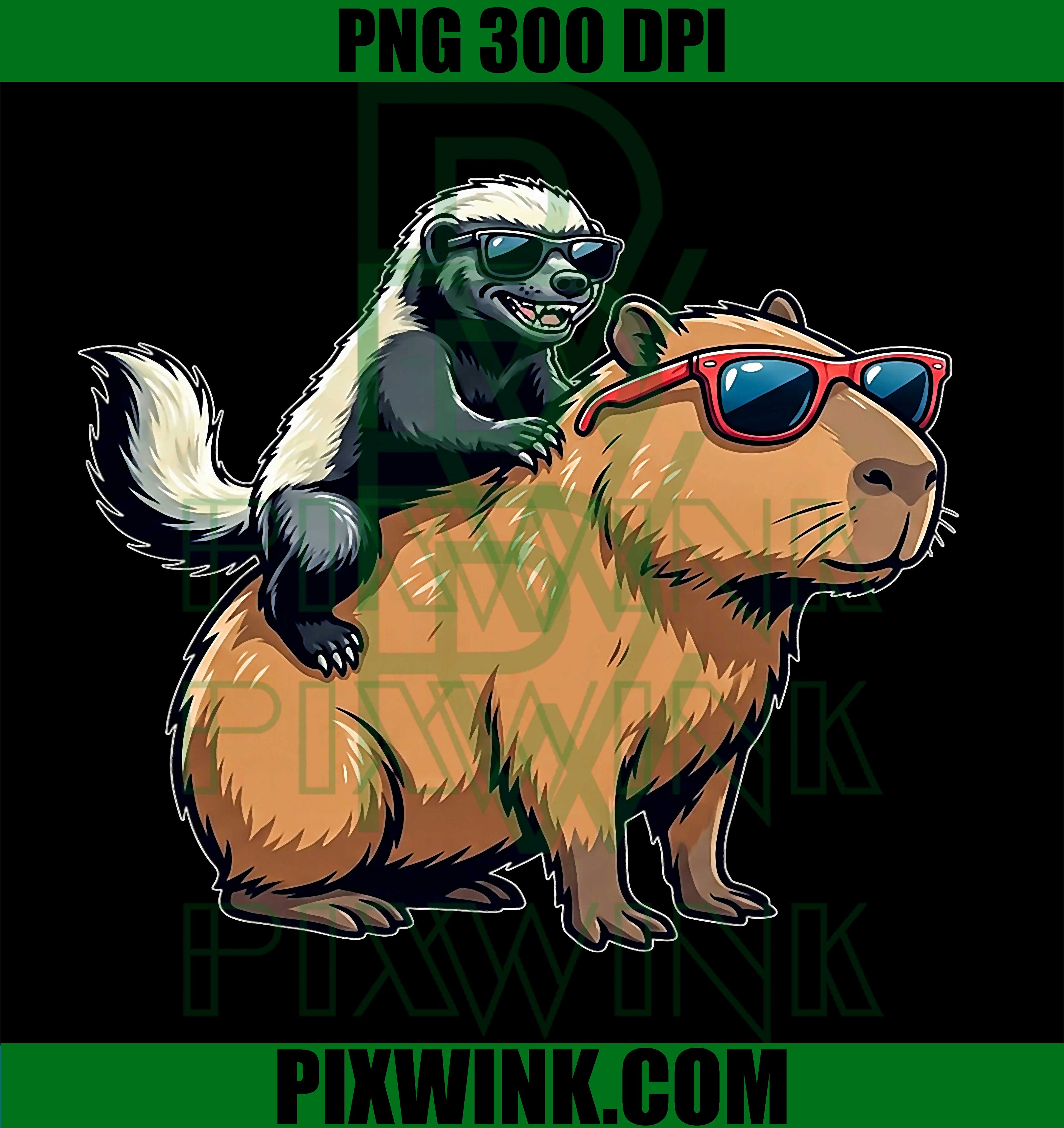 Funny Honey Badger PNG, Capybara Sunglasses Meme Design PNG