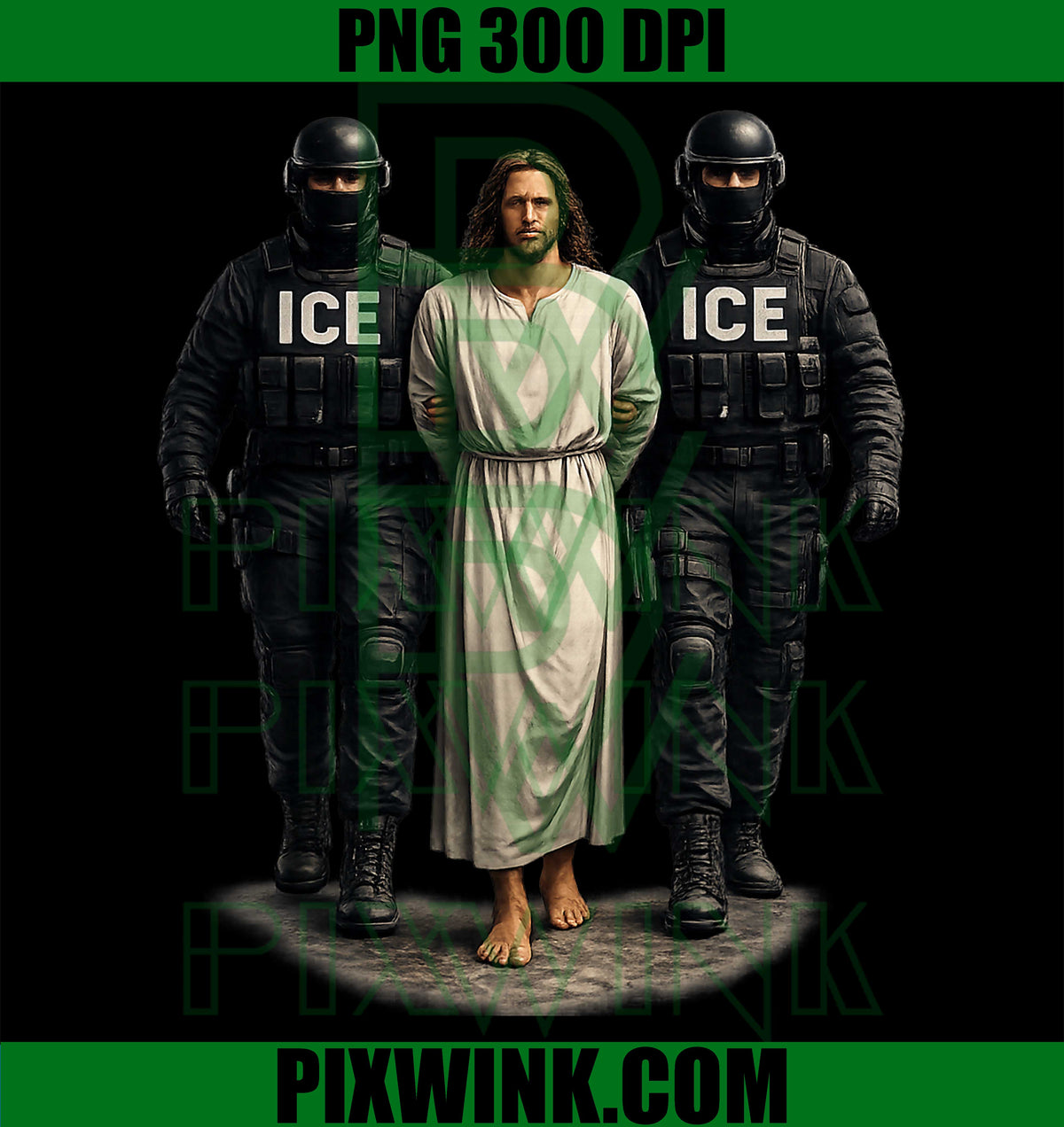 Vintage ICE ICE PNG, Arresting Jesus Art PNG, Religious Humor Meme PNG