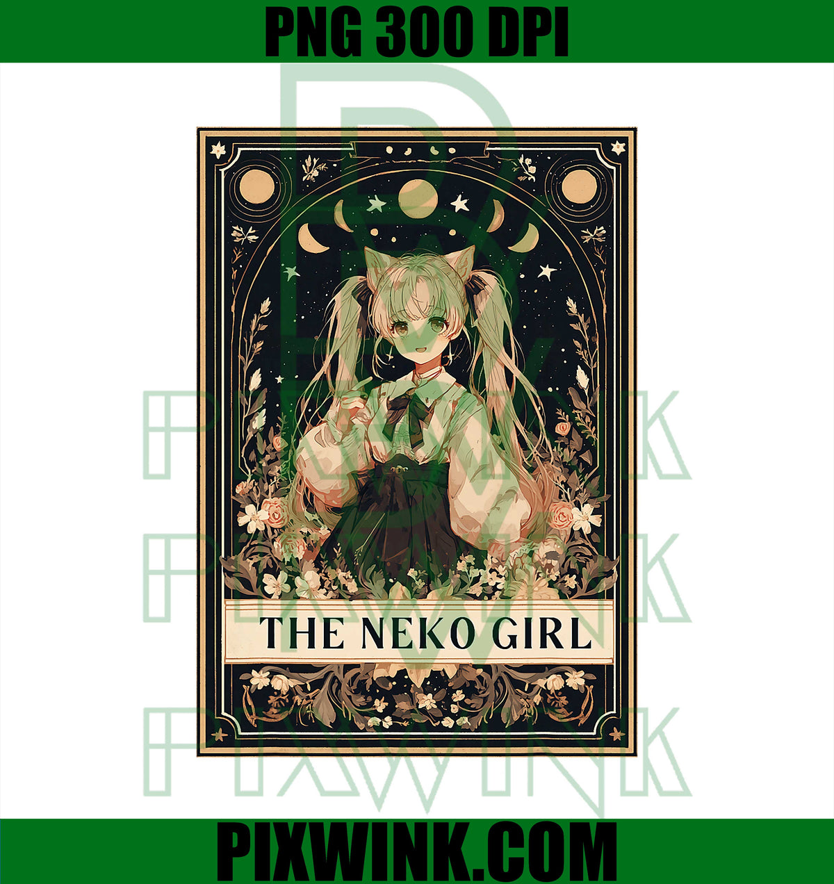 The Neko Girl, Anime Manga Japanese Cat Girl Tarot Card PNG