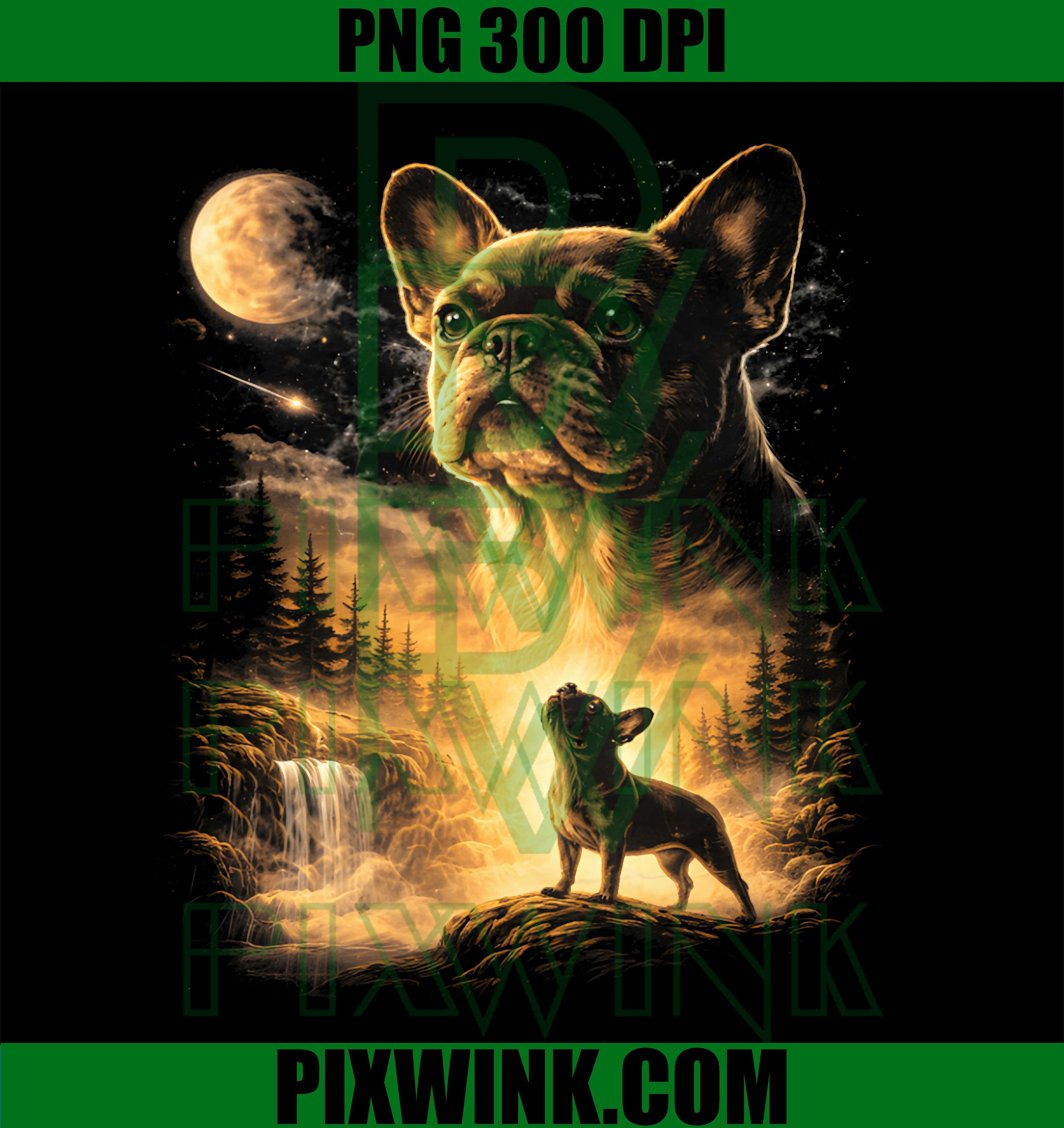 French Bulldog Howling To The Moon PNG, 90s Retro Dog Meme Graphic PNG