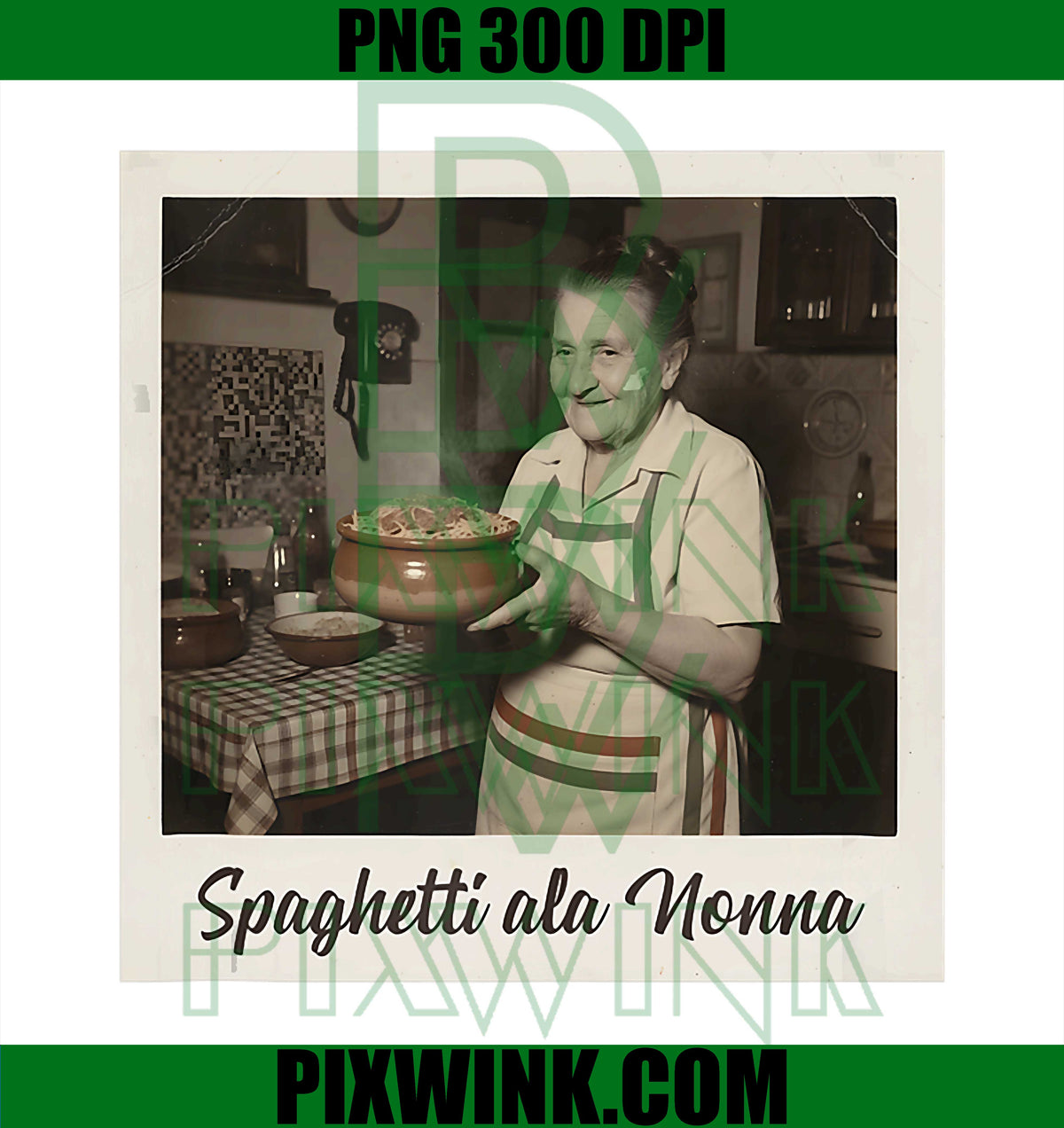 Spaghetti ala Nonna Funny Italian Pasta Granny Retro Vintage PNG Design