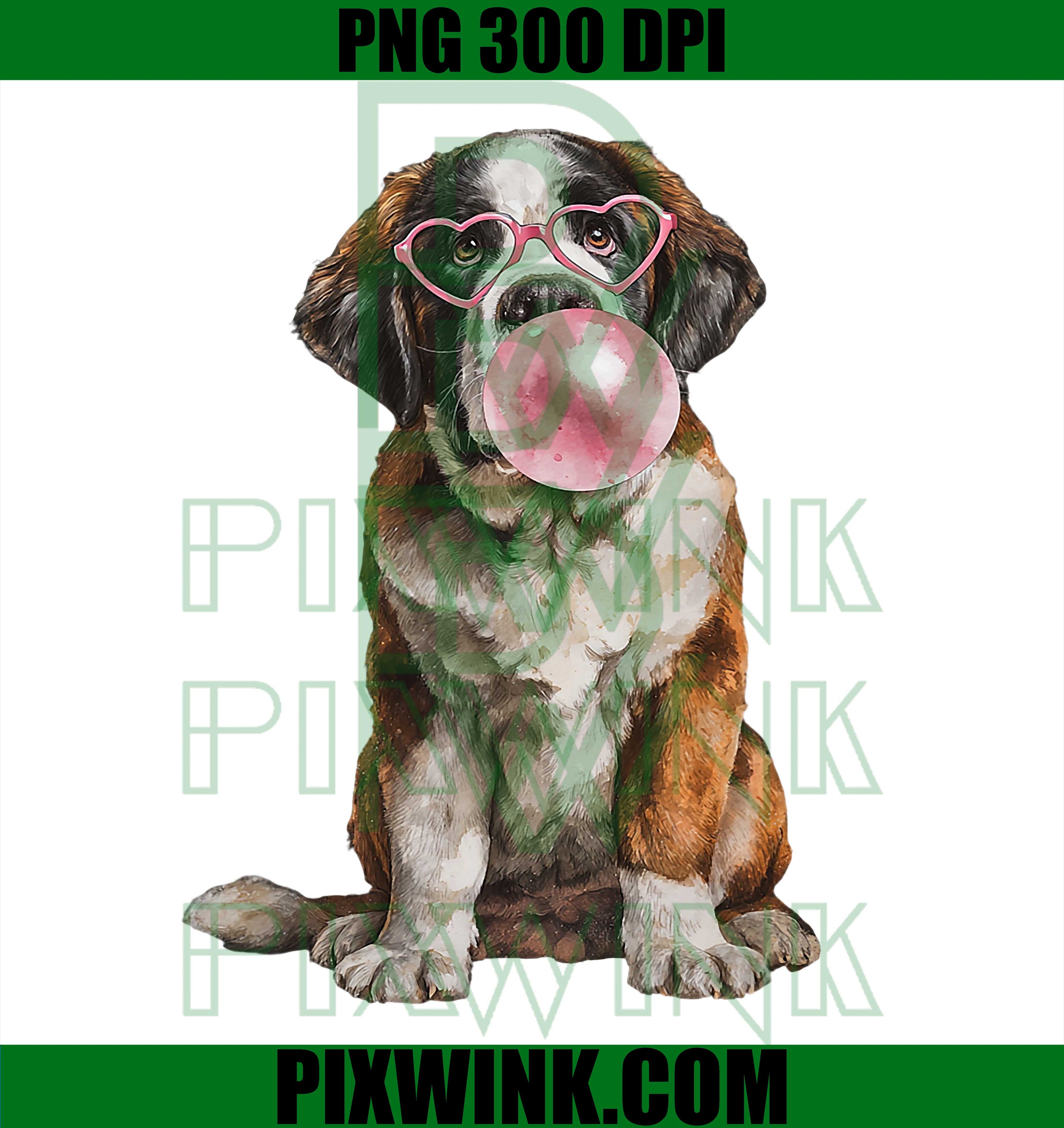 Funny Saint Bernard Dog PNG, Cute Dog Glasses Heart PNG
