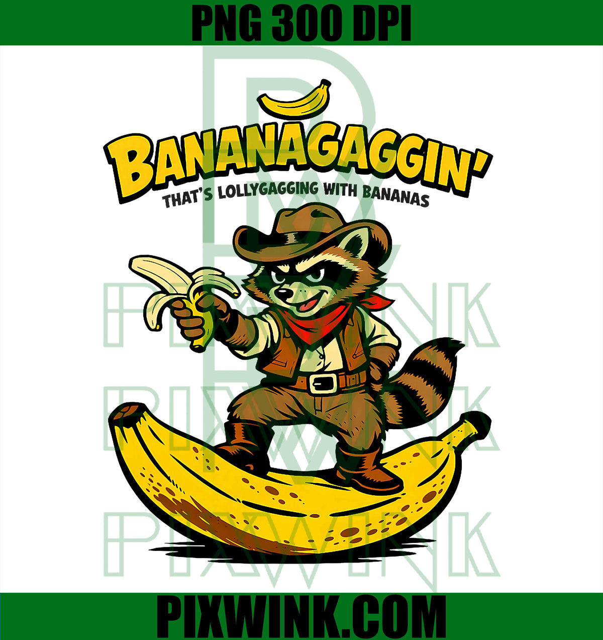 Raccoon Cowboy Banana PNG, Western Raccoon Meme PNG, Howdy Banana PNG
