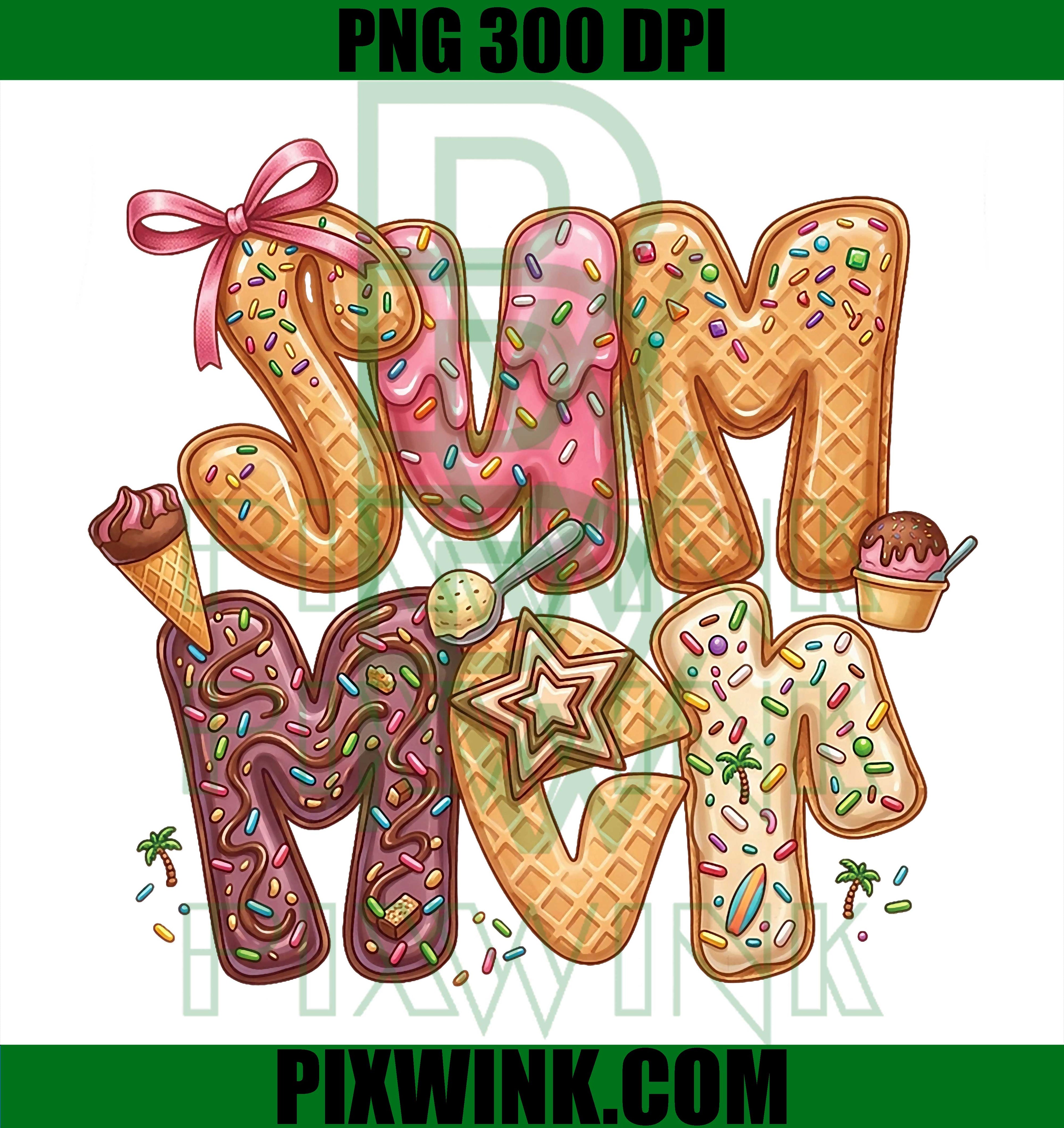 Preppy Summer Ice Cream Coquette PNG, Cute Girls Summer Vibe Design PNG