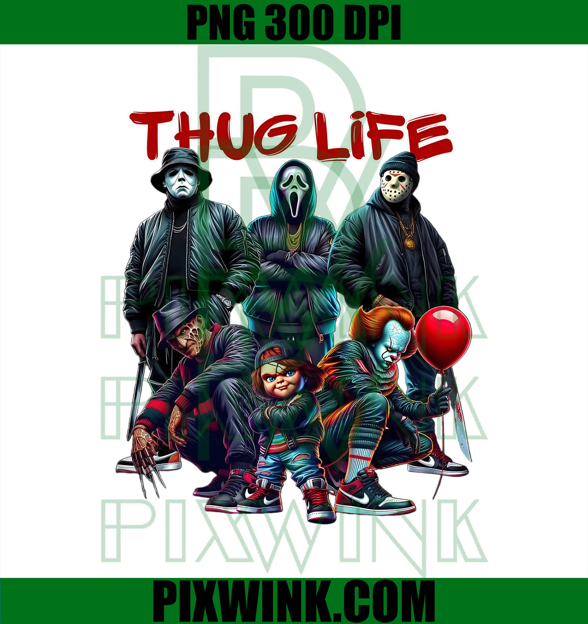 Horror Thug Life PNG, Slasher Characters PNG, Scary Movie Gang PNG