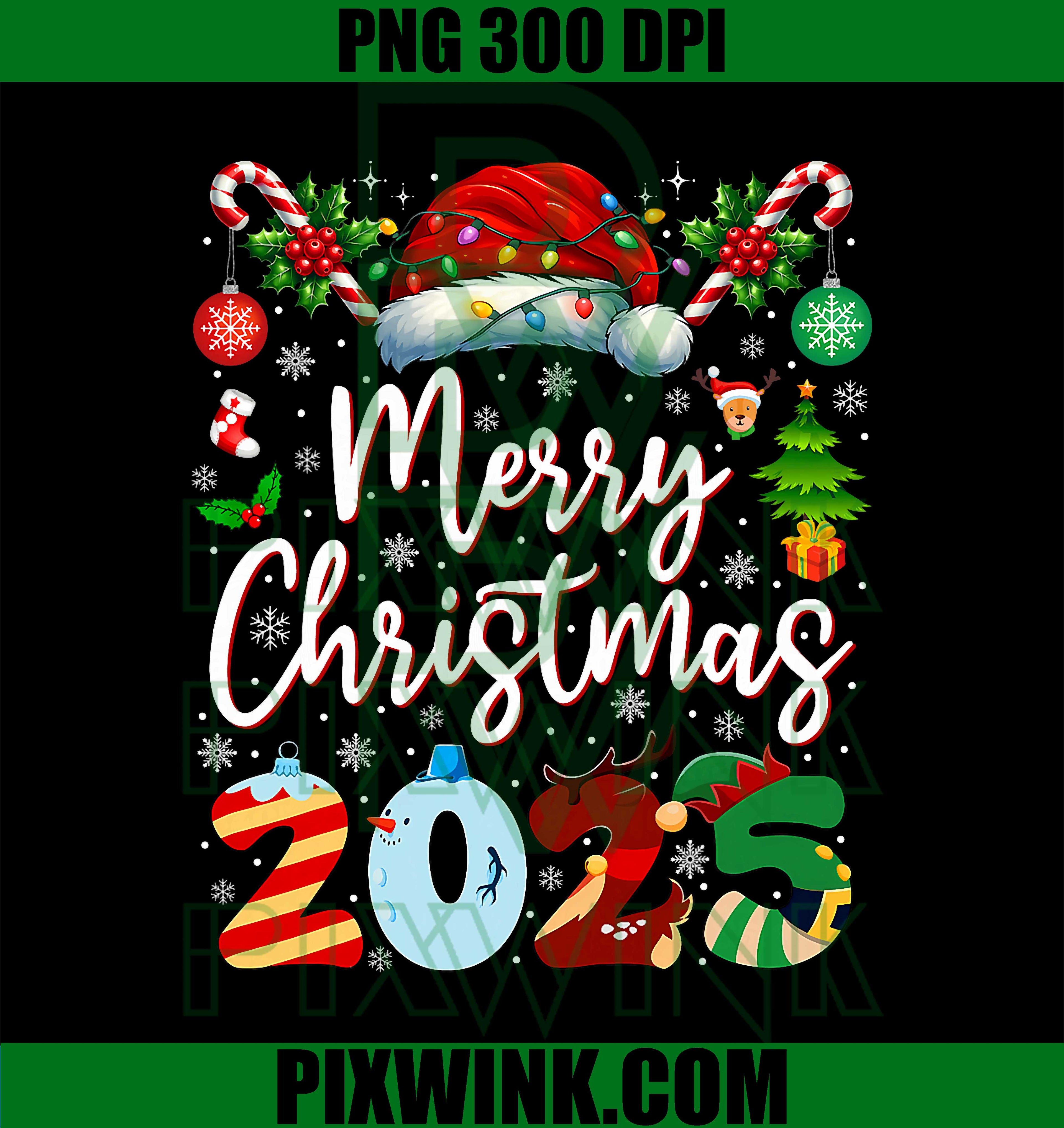 Merry Christmas Red Santa Hat Reindeer, Xmas Matching Family PNG