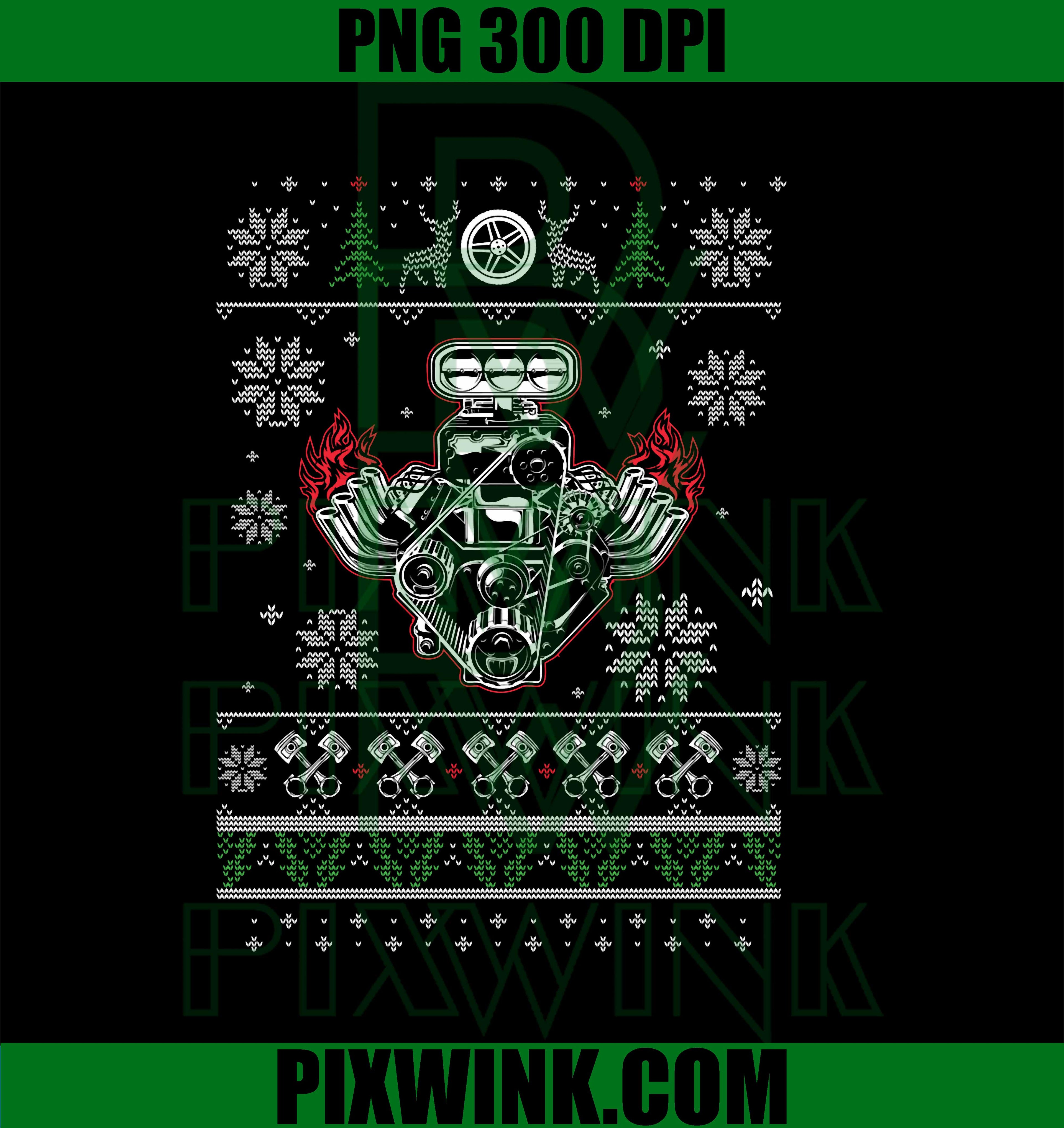 Muscle Car V8 Engine Lovers Ugly PNG, Christmas Ugly Design PNG