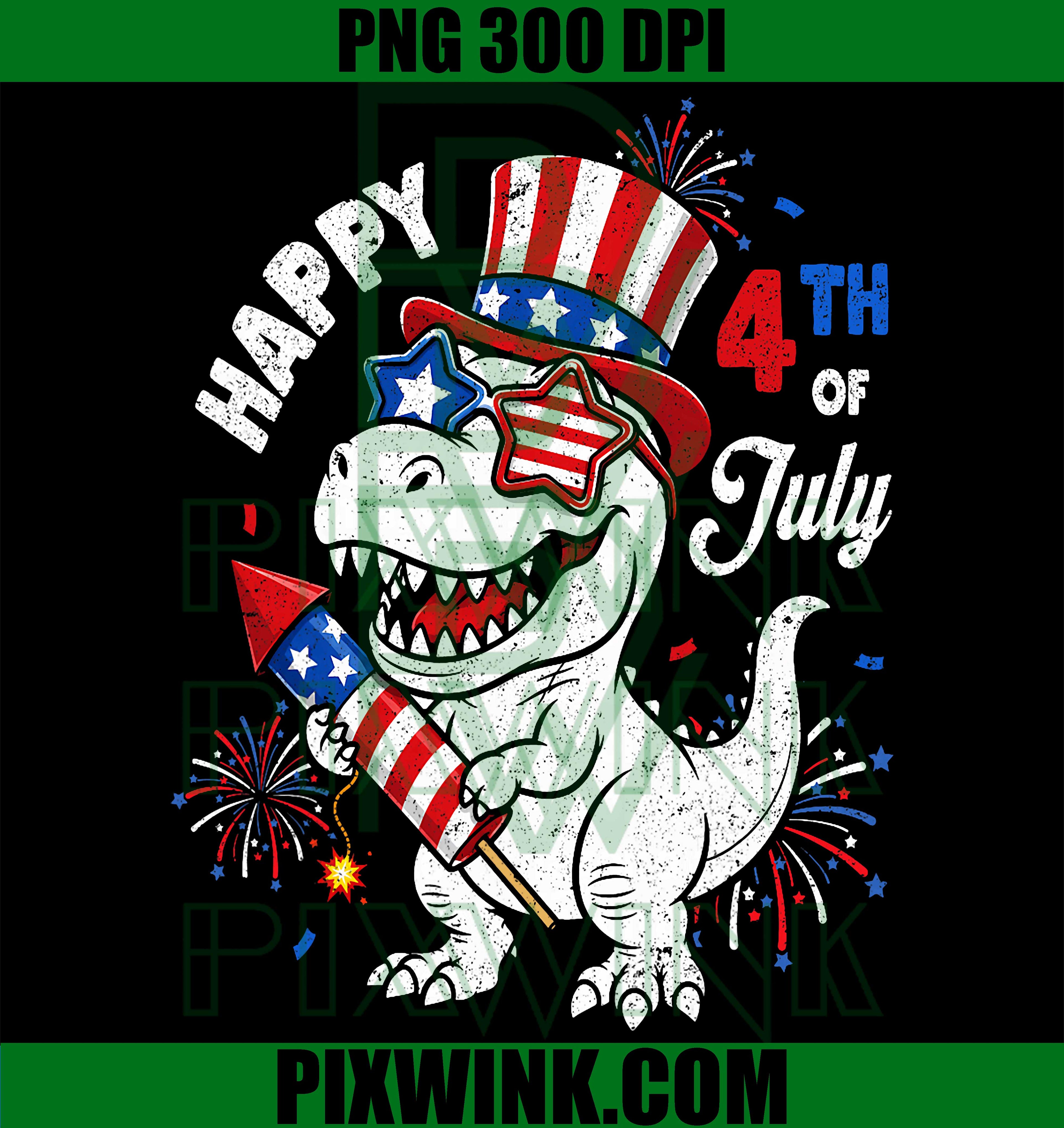 4th of July T-Rex PNG, Funny Dinosaur Patriotic PNG