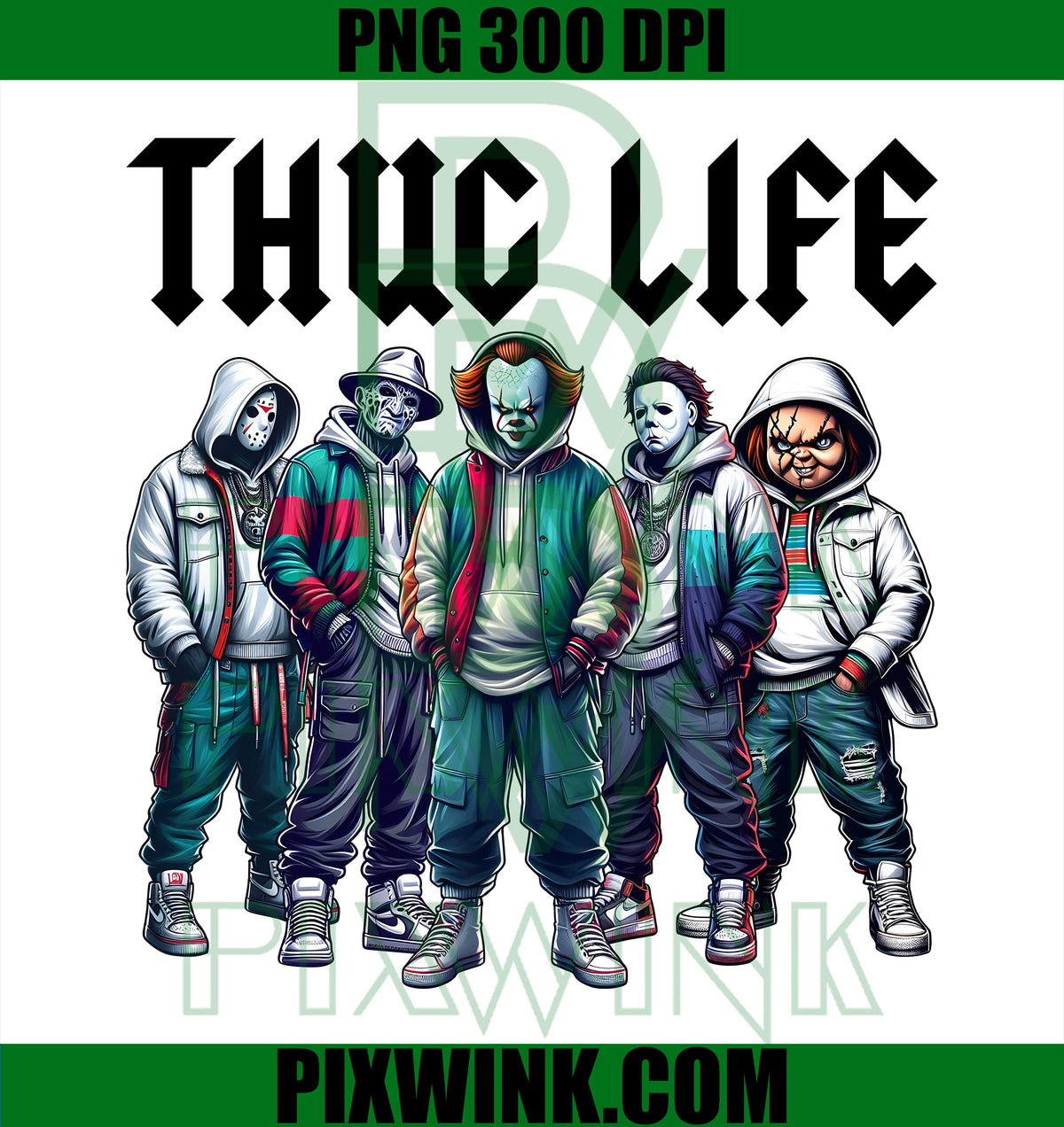 Horror Movie PNG, Halloween Thug Life PNG, Slasher Villains Art PNG