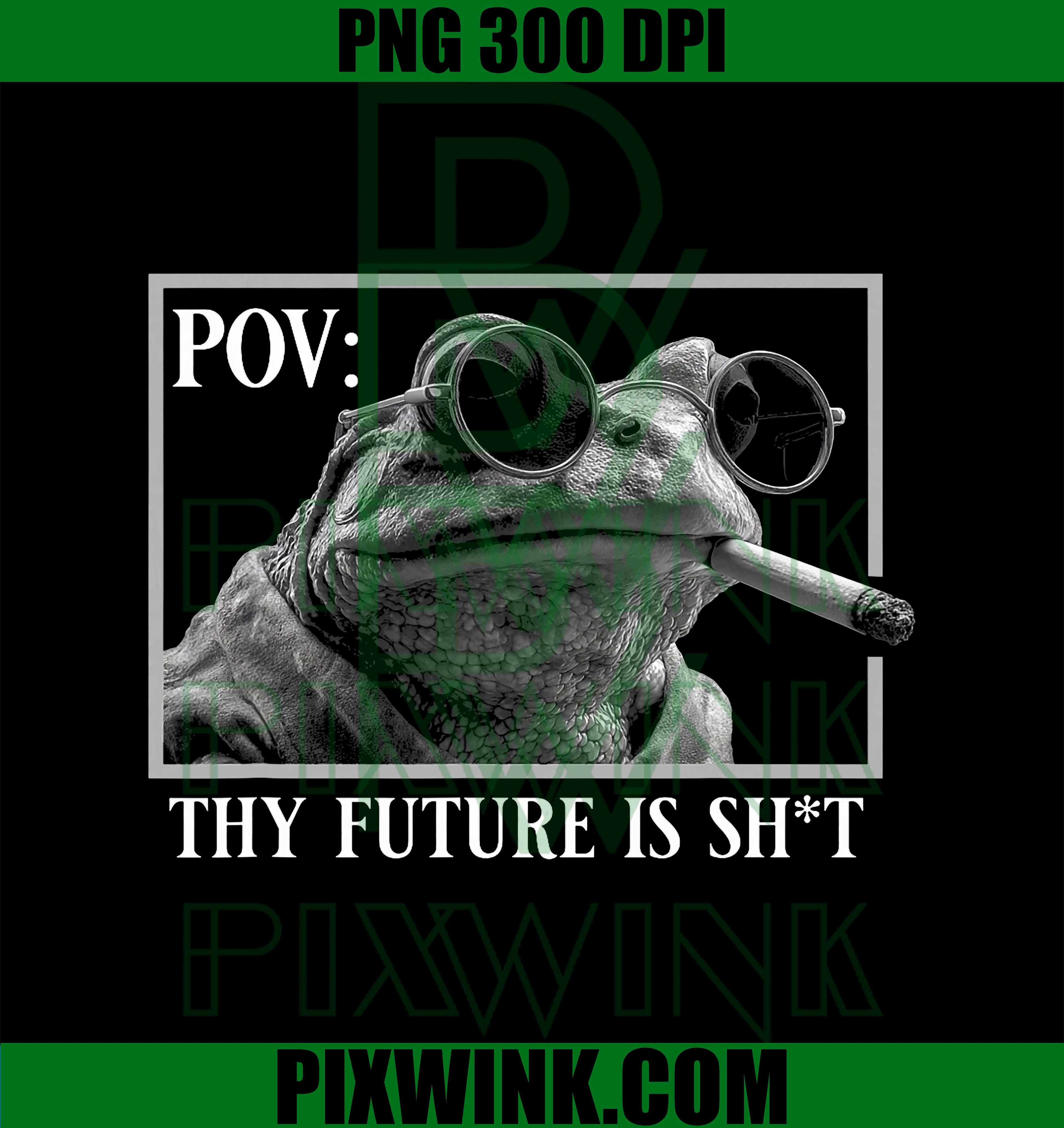 Frog Smoking Cigarette Meme PNG, Funny POV Future Frog Graphic PNG