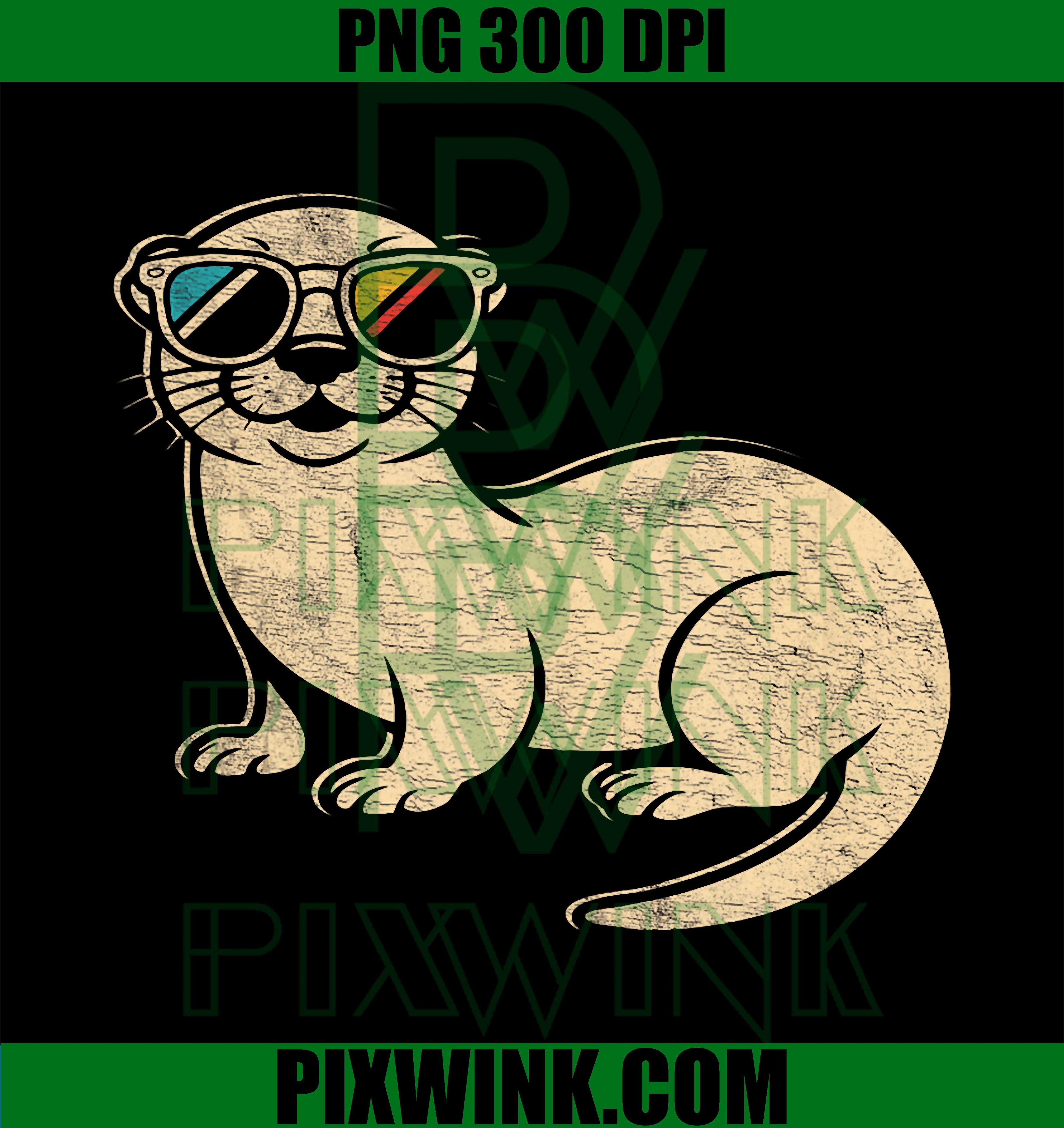 Otter Wearing Sunglasses PNG, Cool Otter Summer Graphic PNG