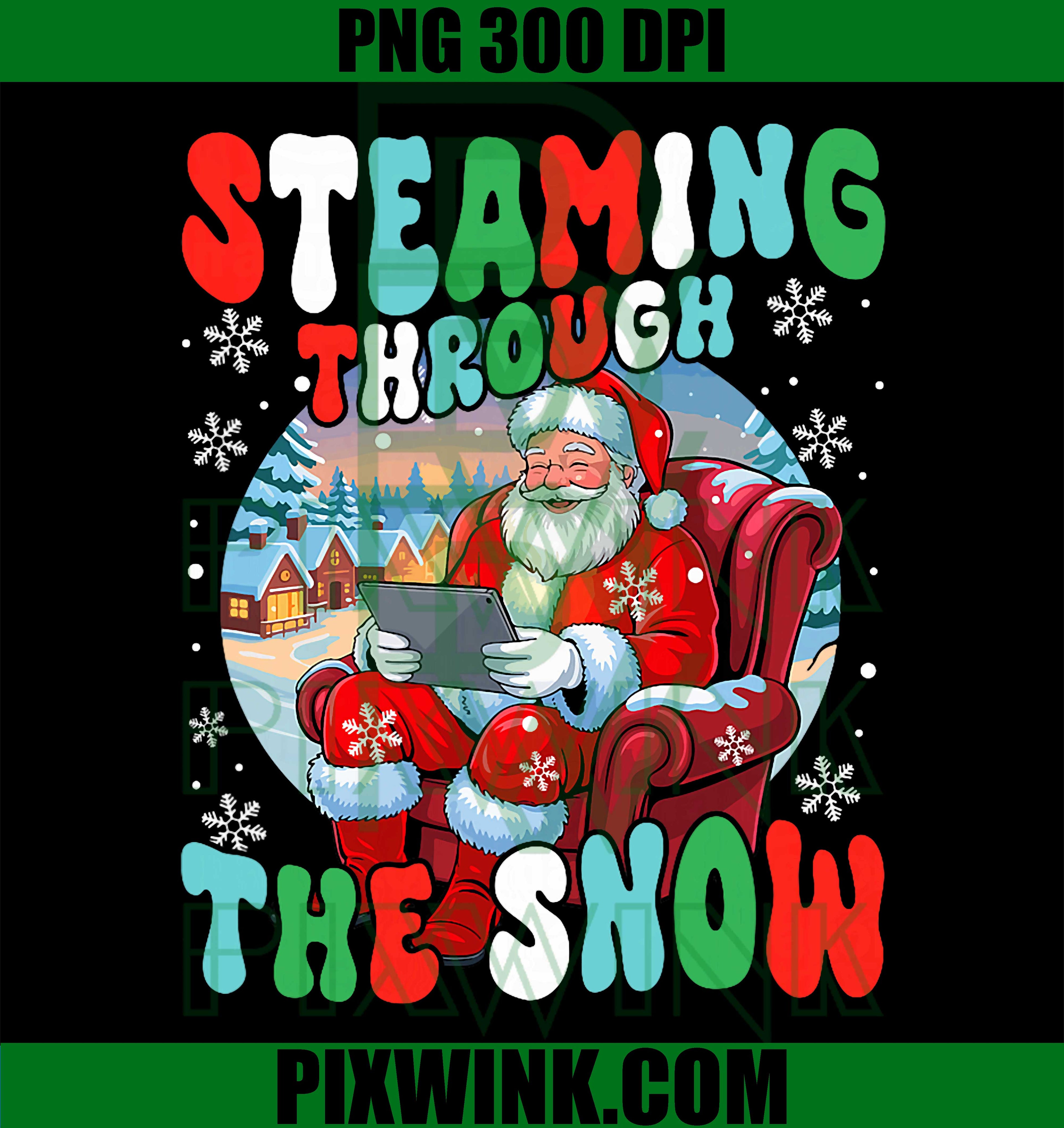 Streaming Through The Snow, Christmas Santa Streamer Working PNG