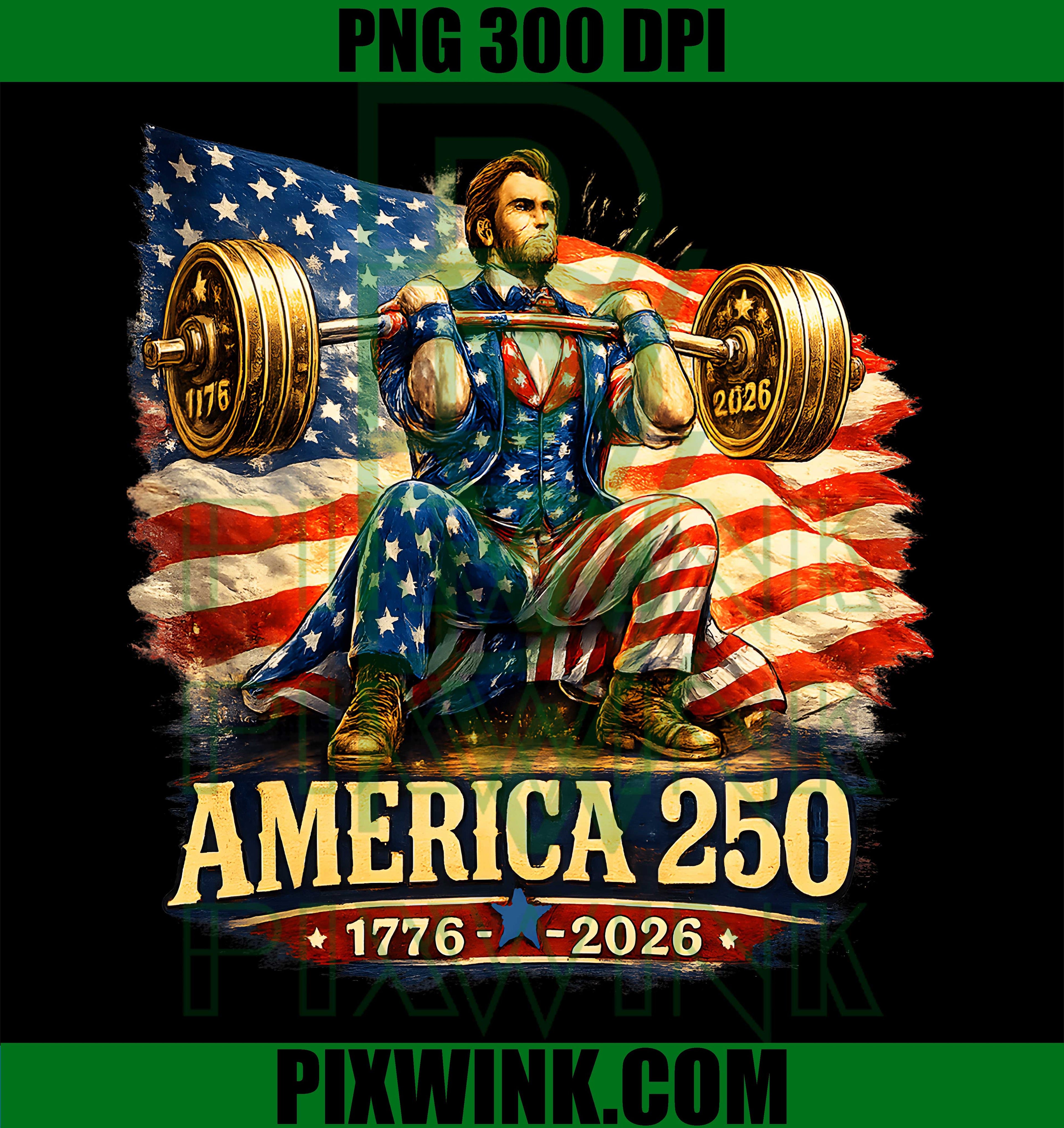 America 250 Gym PNG, Freedom Weightlifting PNG, Patriotic 1776 2026 PNG