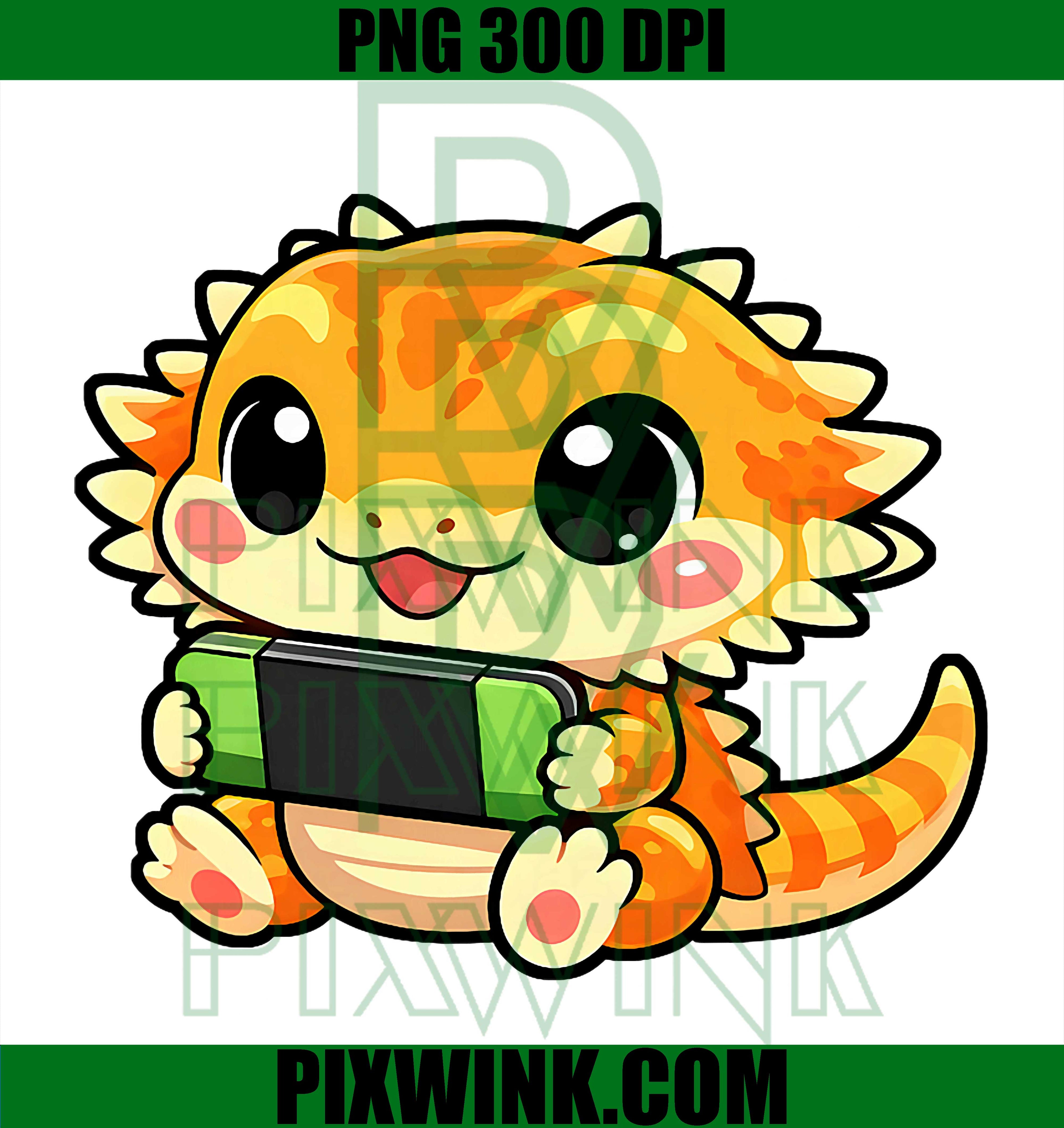 Gaming Bearded Dragon PNG, Cute Gamer Lizard Pet PNG