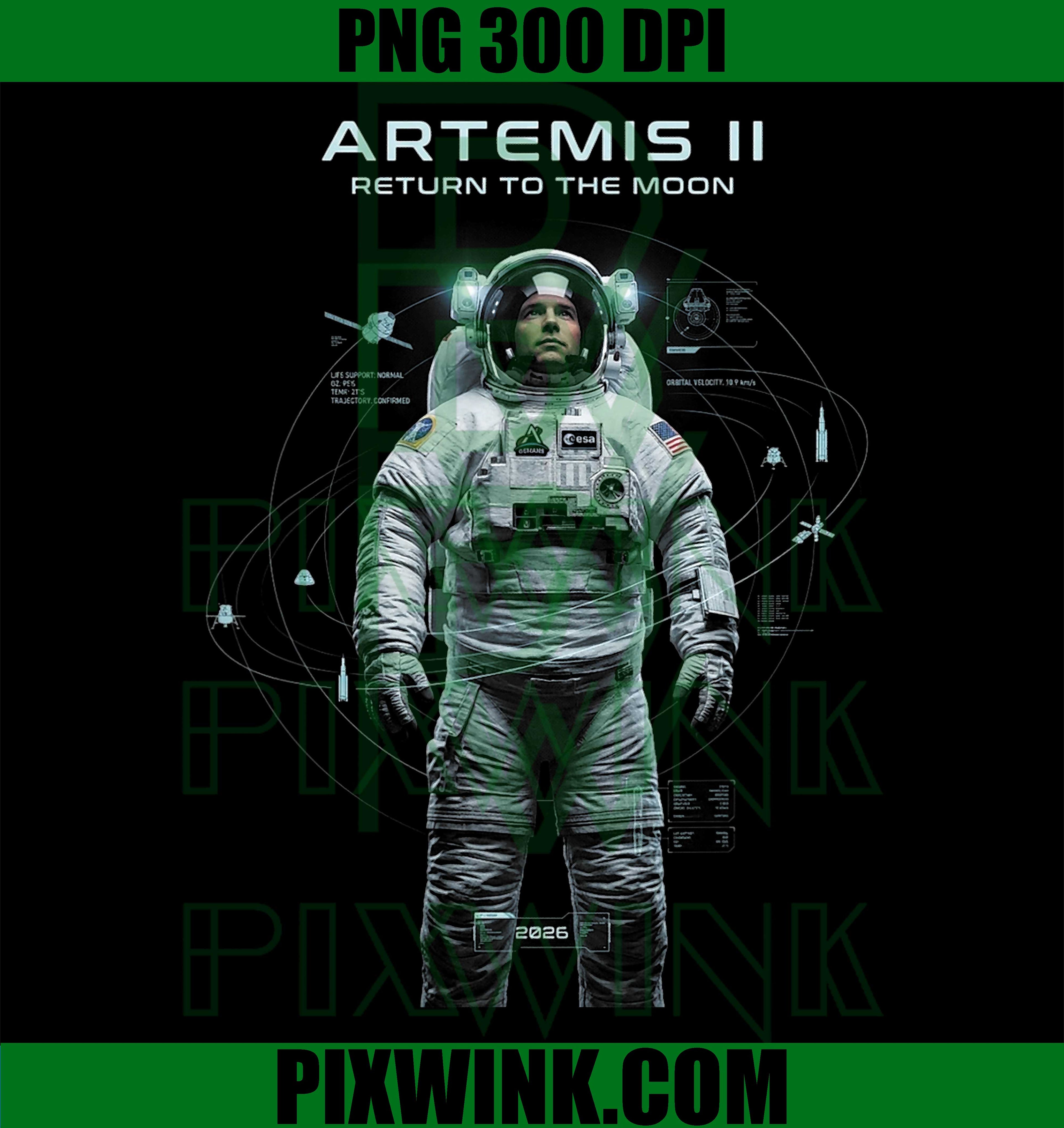 Mission To The Moon 2026 Astronaut PNG, Artemis 2 Rocket Space Design PNG