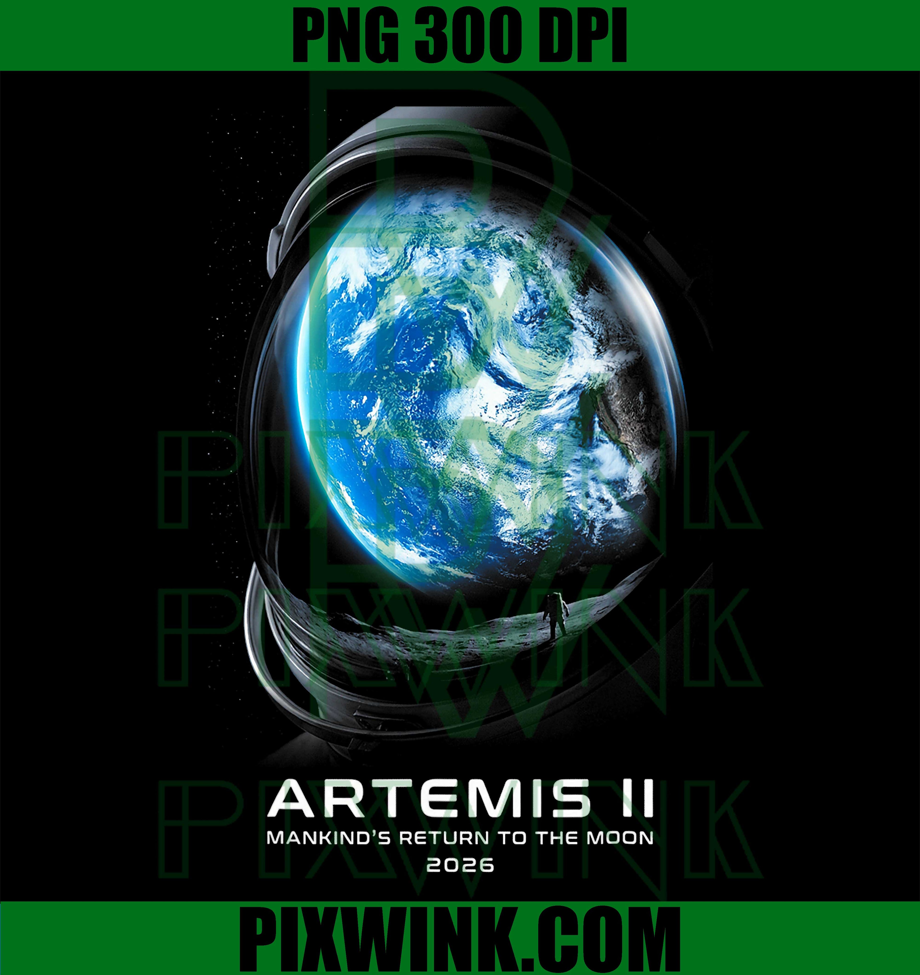 Mission To The Moon 2026 Astronaut PNG, Artemis 2 Rocket Space Retro PNG