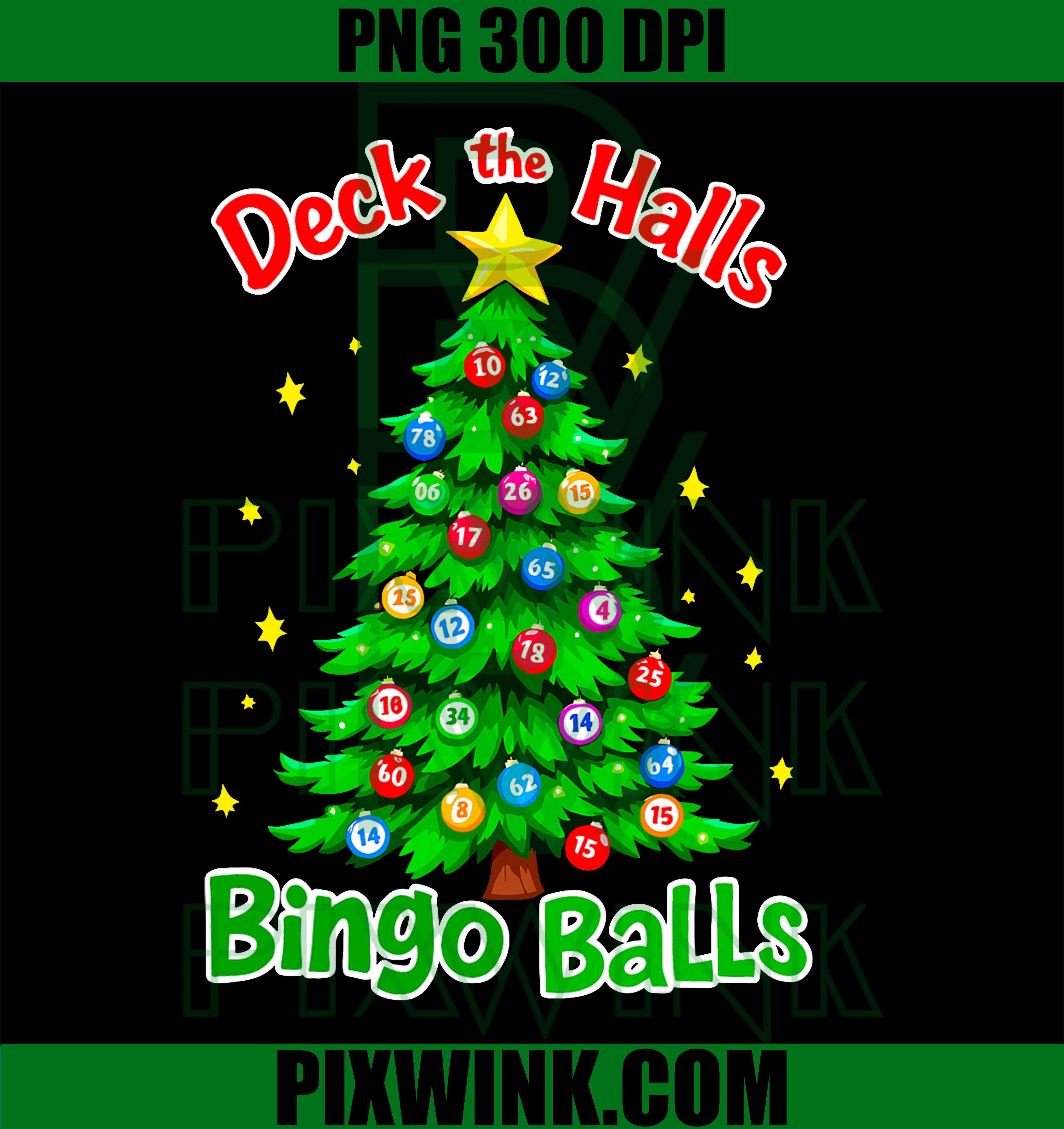 Deck the Halls Bingo Balls Christmas Tree Xmas Party PNG
