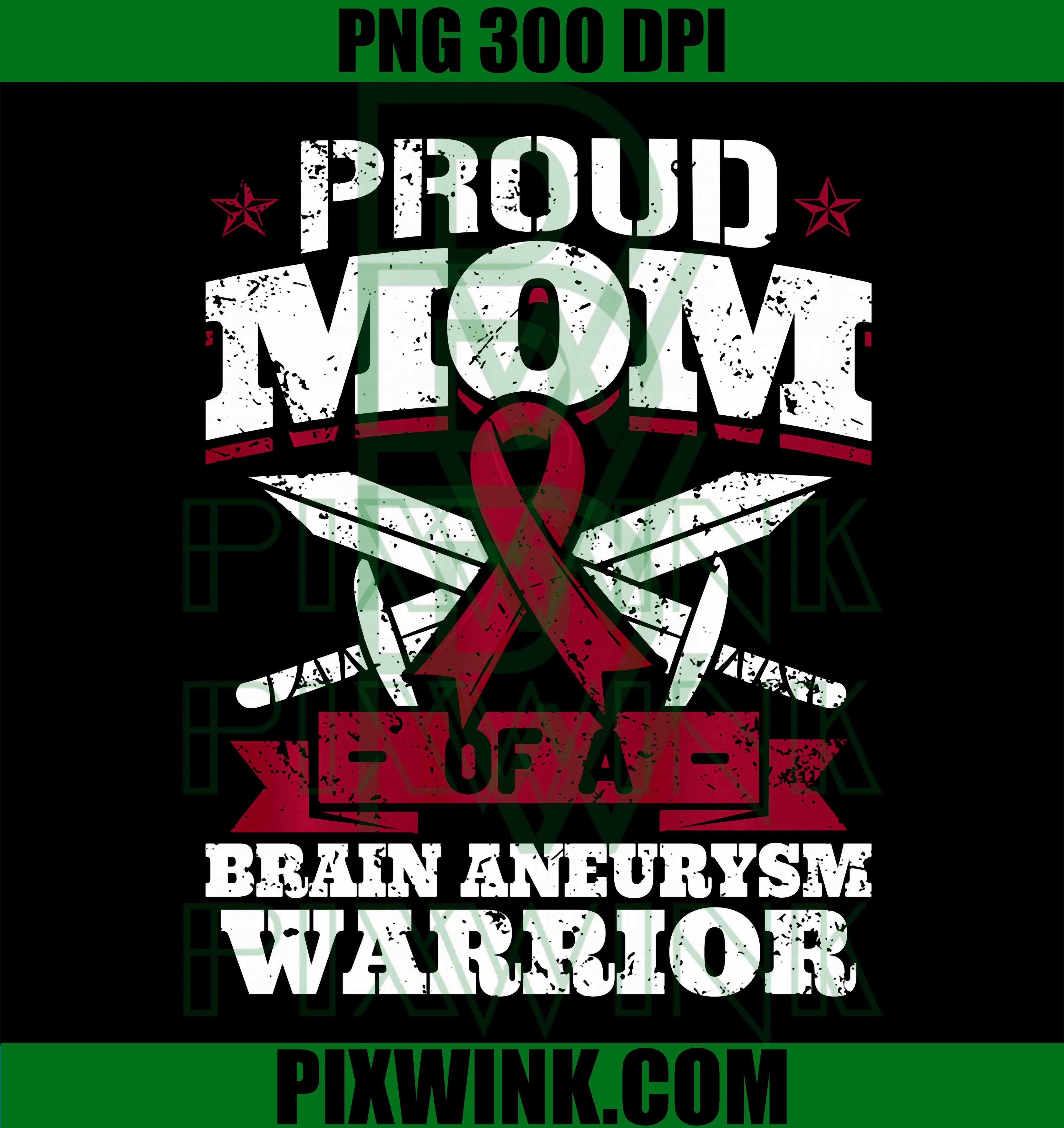 Brain Aneurysm Warrior Mom PNG, Awareness Ribbon Support PNG