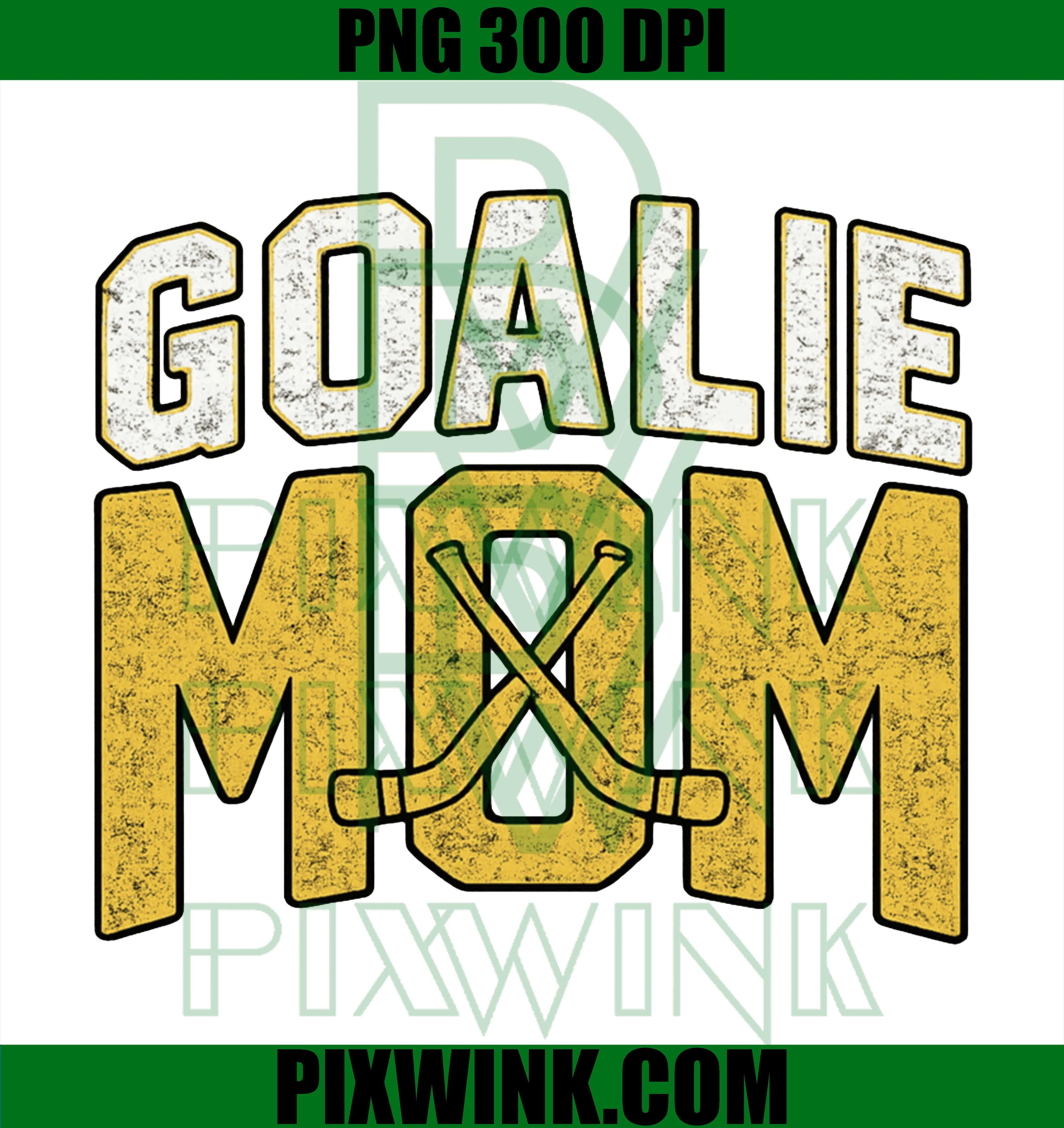Goalie Mom PNG, Hockey Graphic Distressed Gold PNG Sports Mom Design