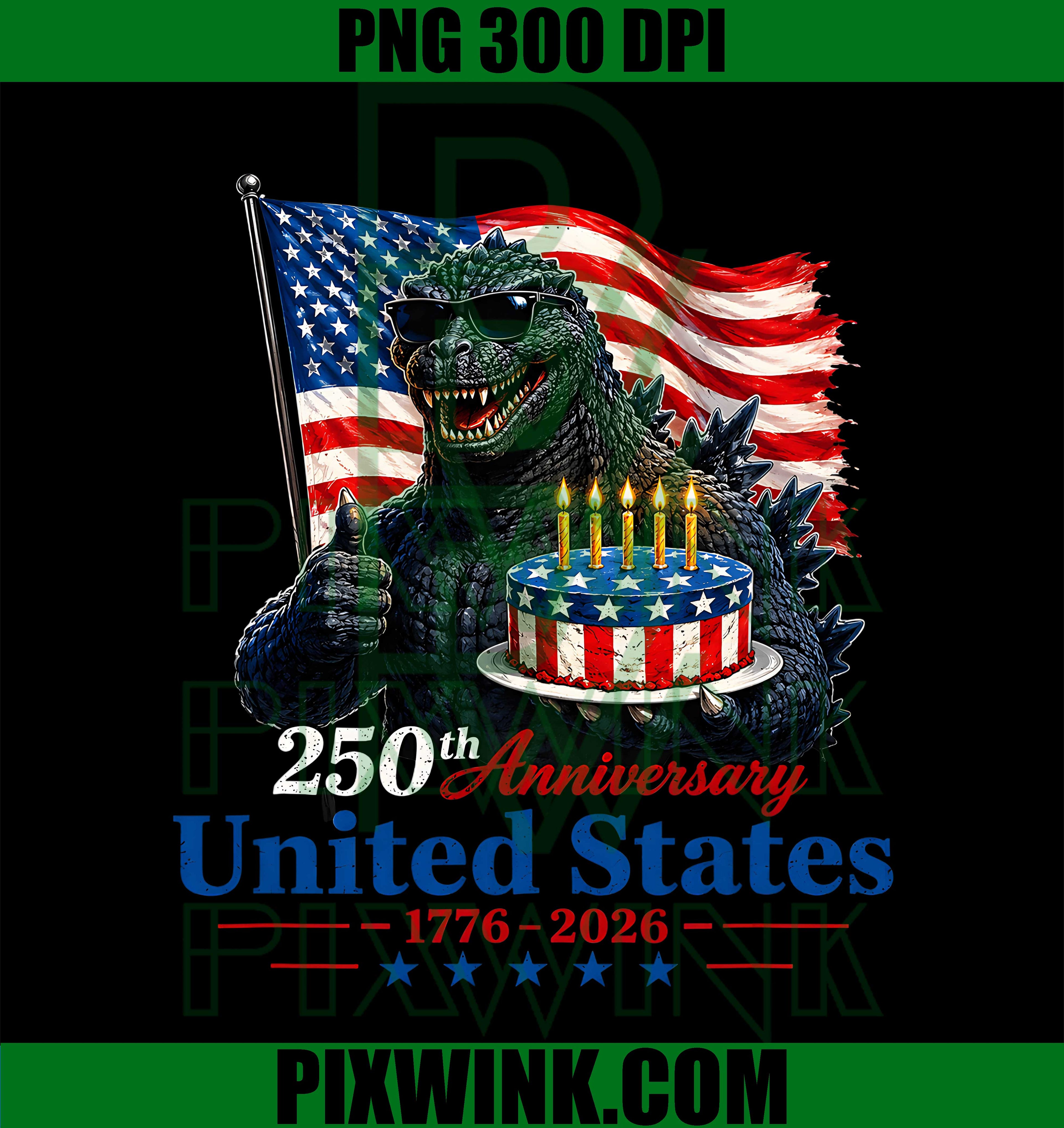 Kaiju Monster Japan 250 Years PNG, 1776 2026 Patriotic July PNG