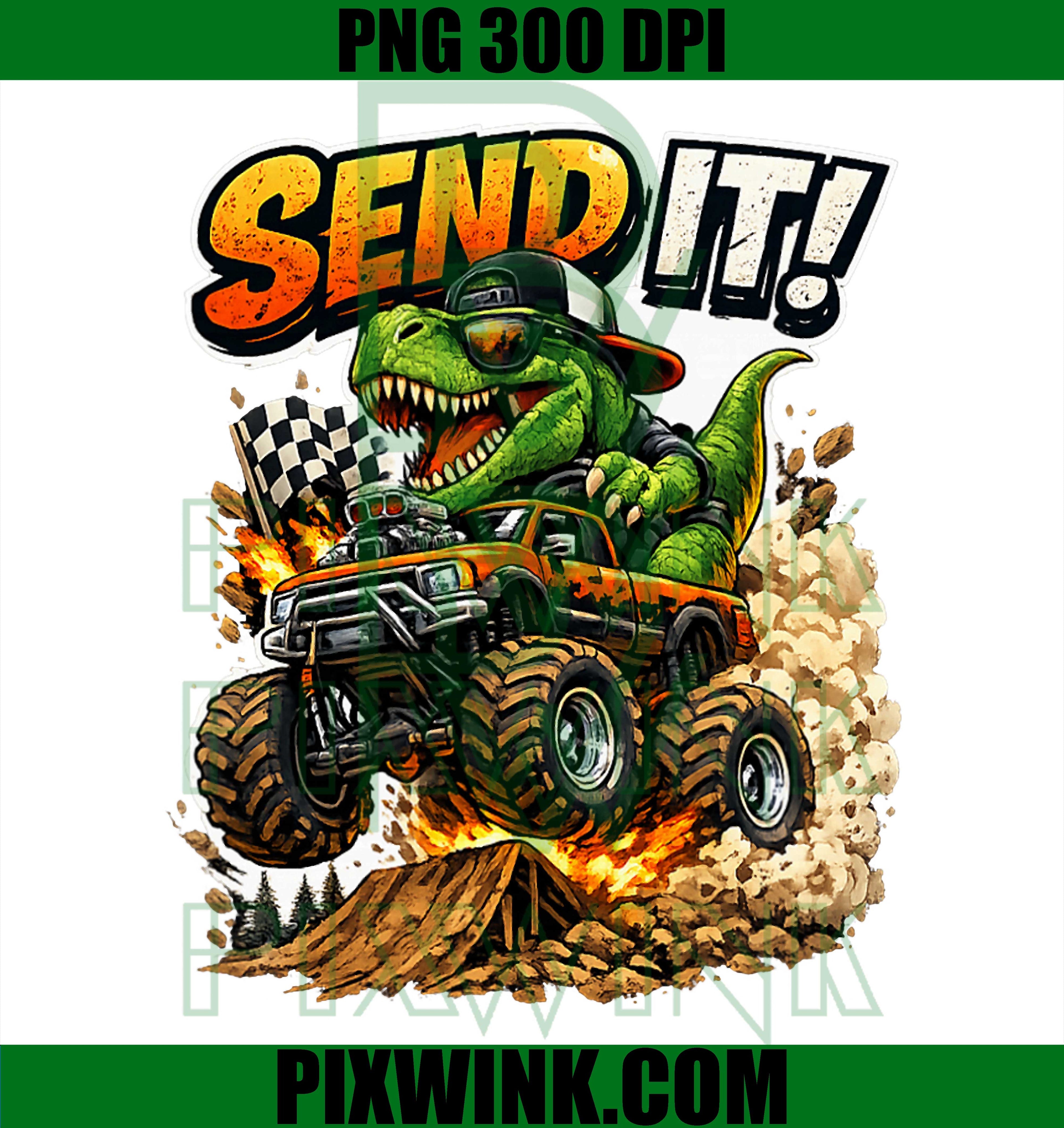 Send It T-Rex PNG, Funny Dinosaur Action Meme PNG