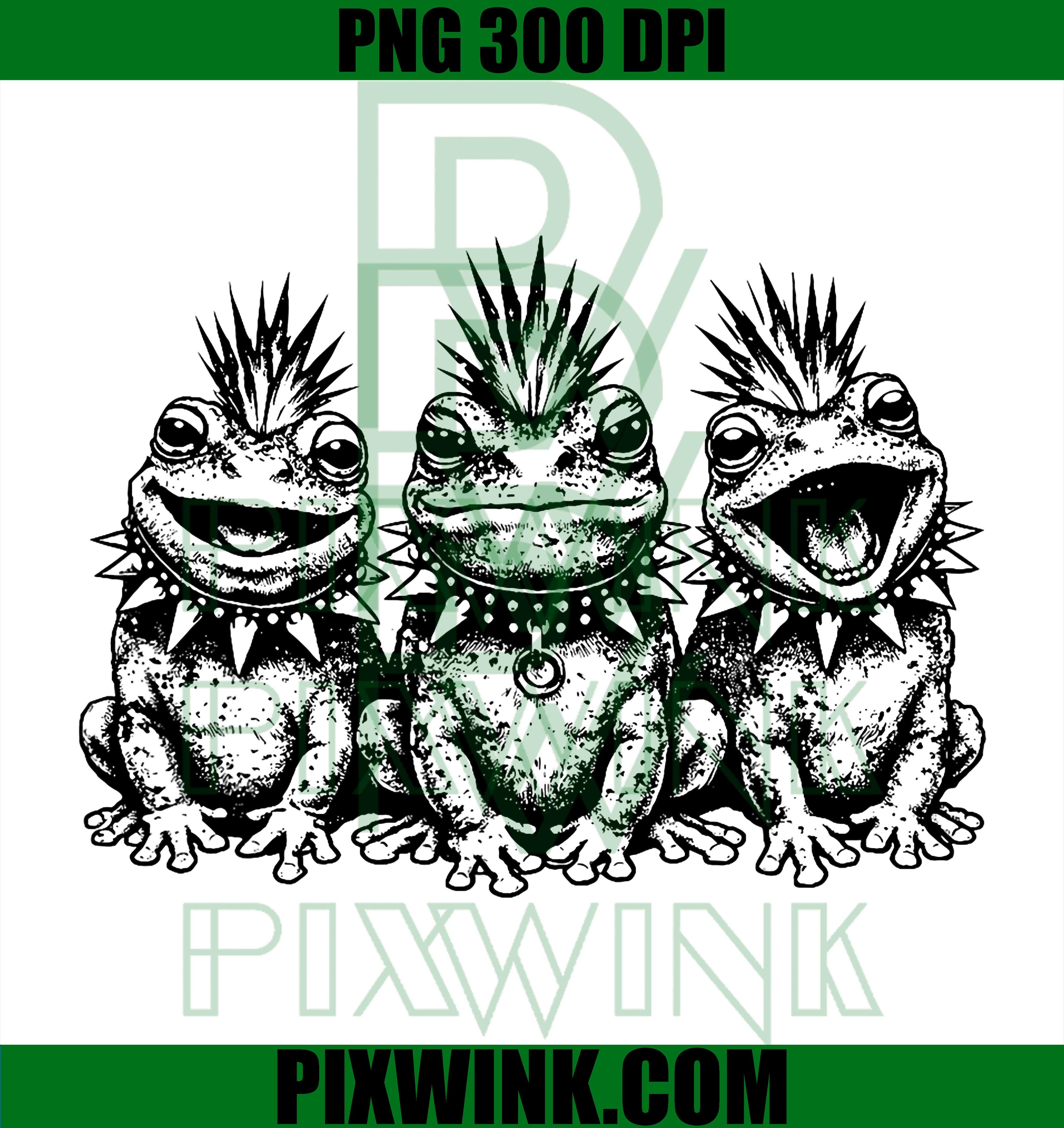 Punk Rock Frog Mohawk PNG, Emo Goth Toad Design PNG