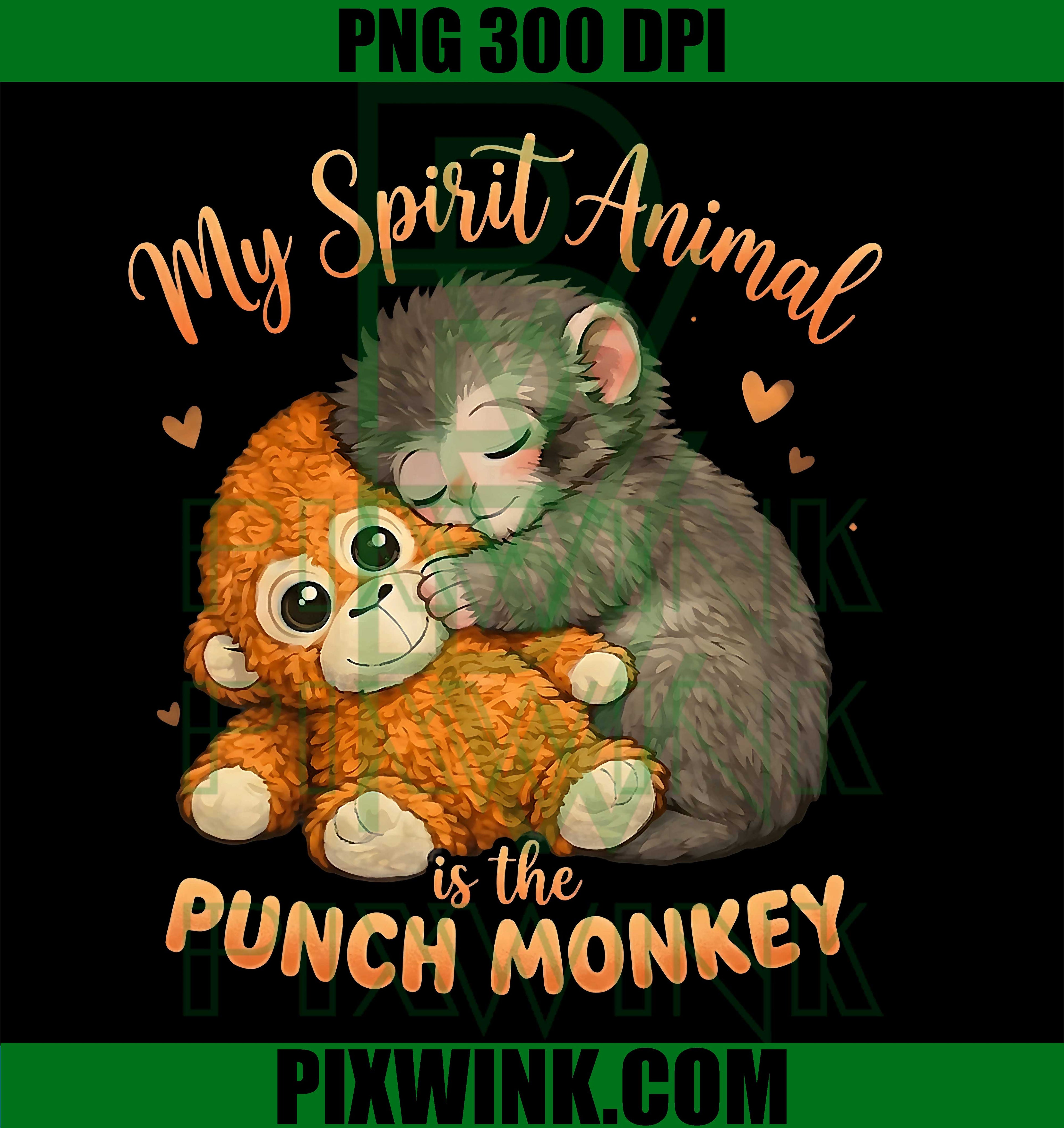 Punch Monkey Plush PNG, Cute Hugging Monkey PNG, Spirit Animal Monkey PNG