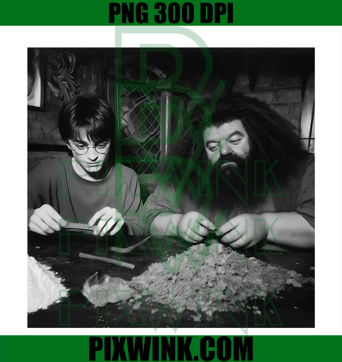 Vintage Harry Potter PNG, Hagrid Smoking PNG, 90s Meme Wizard Art PNG